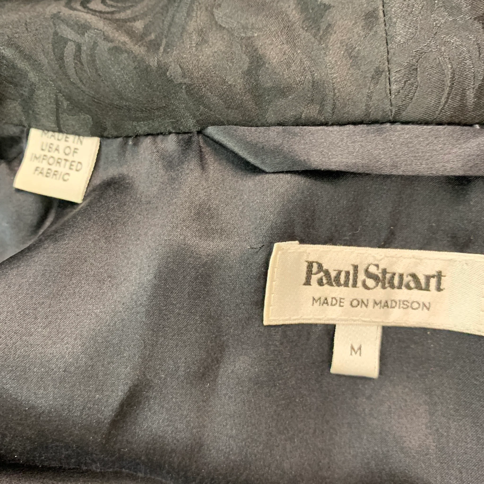 PAUL STUART Size M Black Beige Satin Animal Print Belted Bathrobe - Image 6