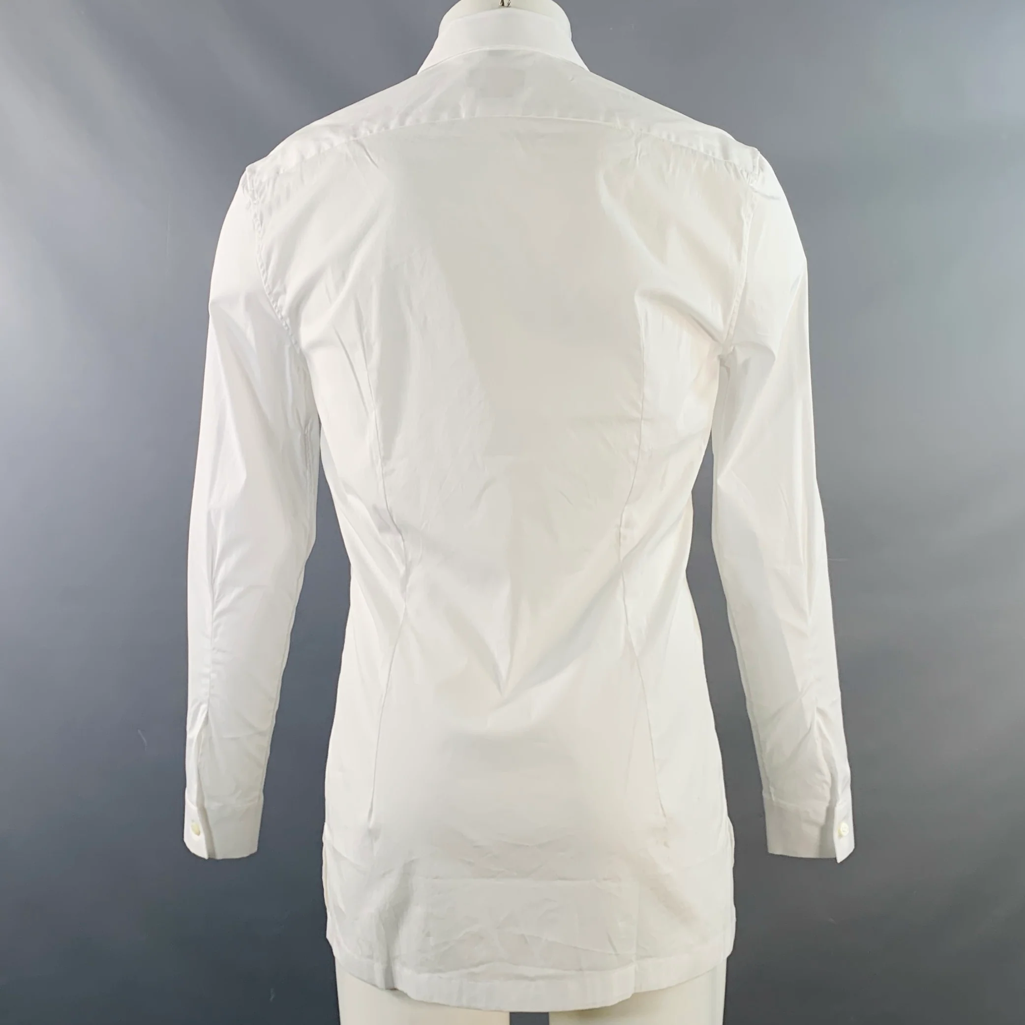 PAUL STUART Size M White Cotton Blend Slim Fit Long Sleeve Shirt - Image 3