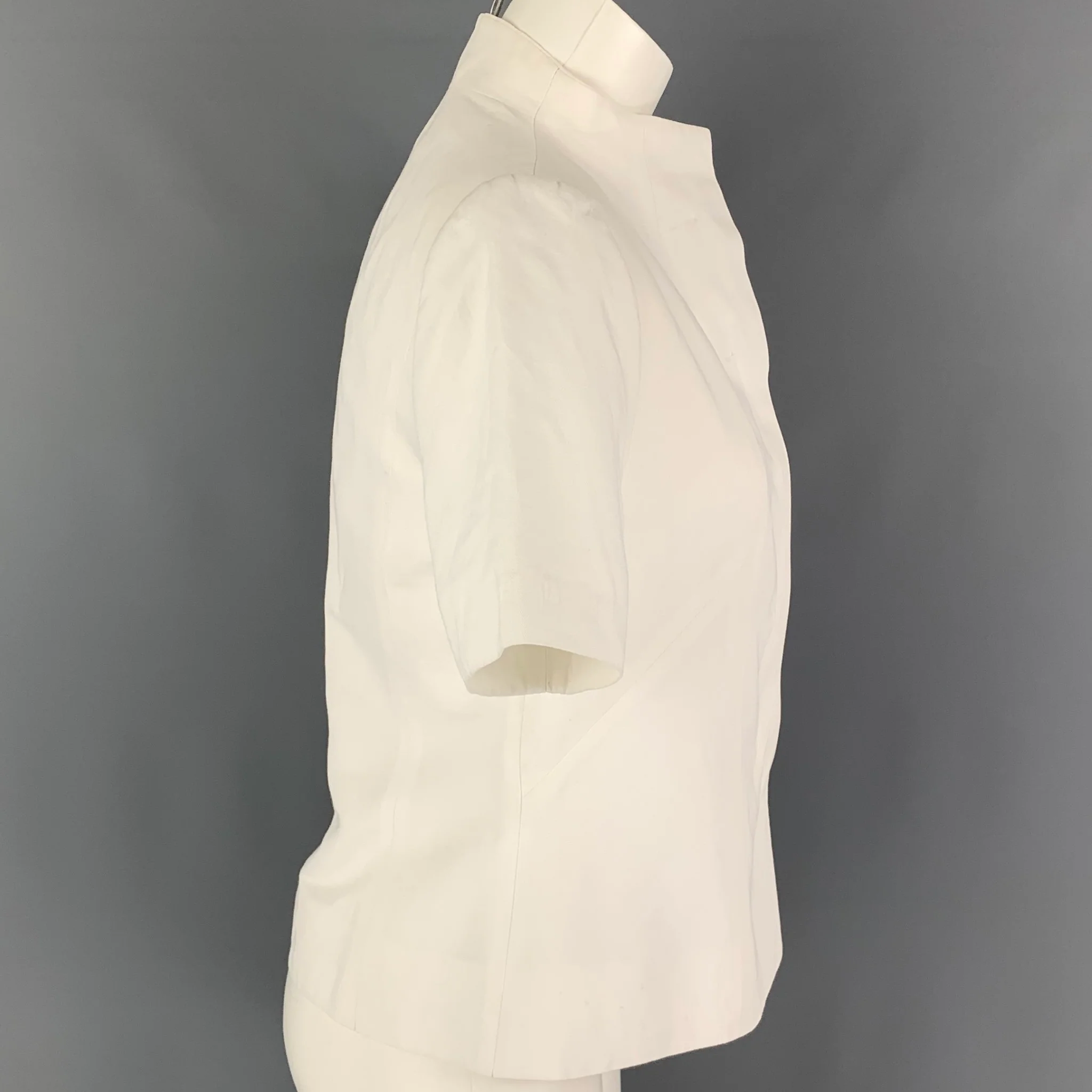 PAUW Size 2 White Cotton Linen Short Sleeve Jacket - Image 2