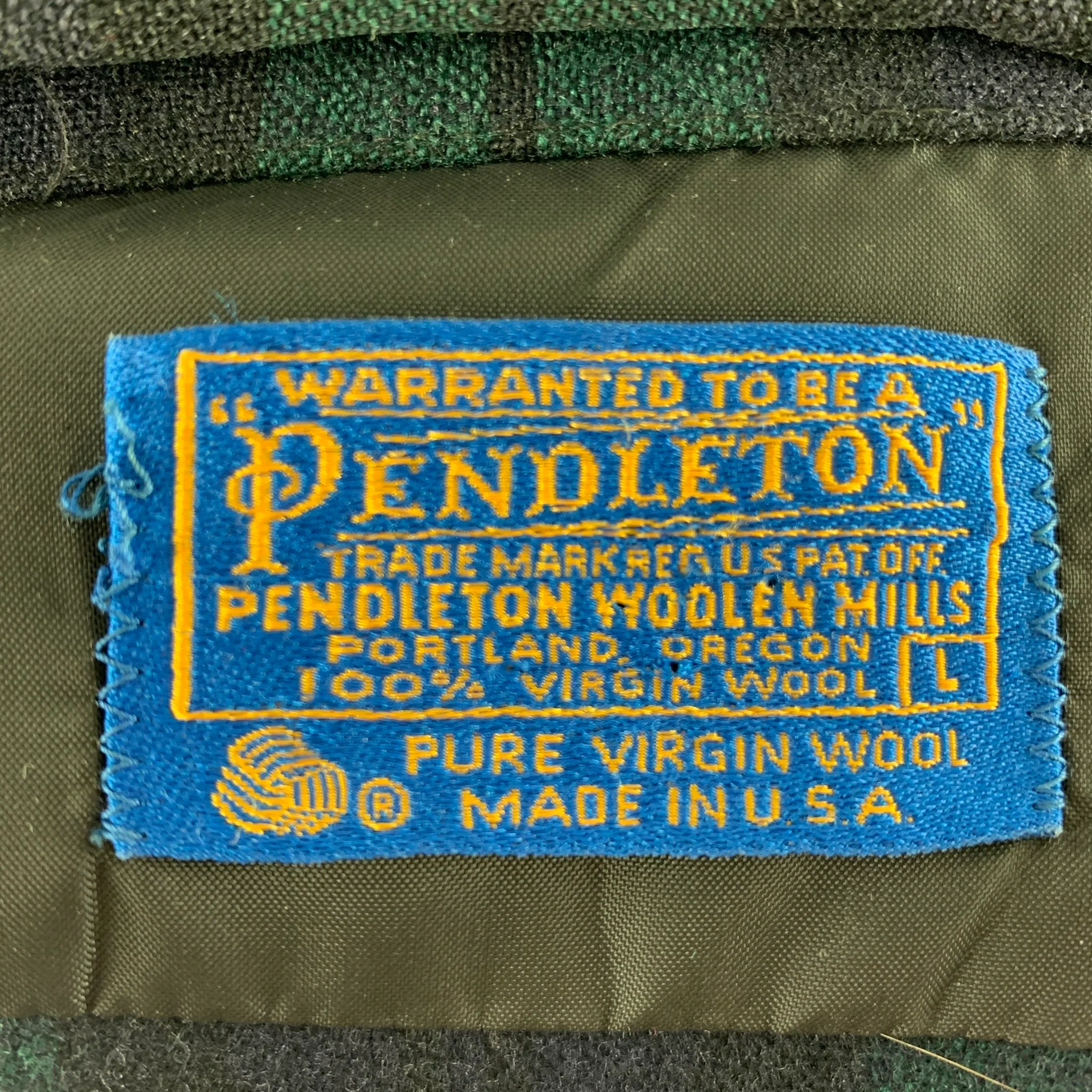 PENDLETON Size L Black Green Plaid Virgin Wool Long Sleeve Shirt - Image 5
