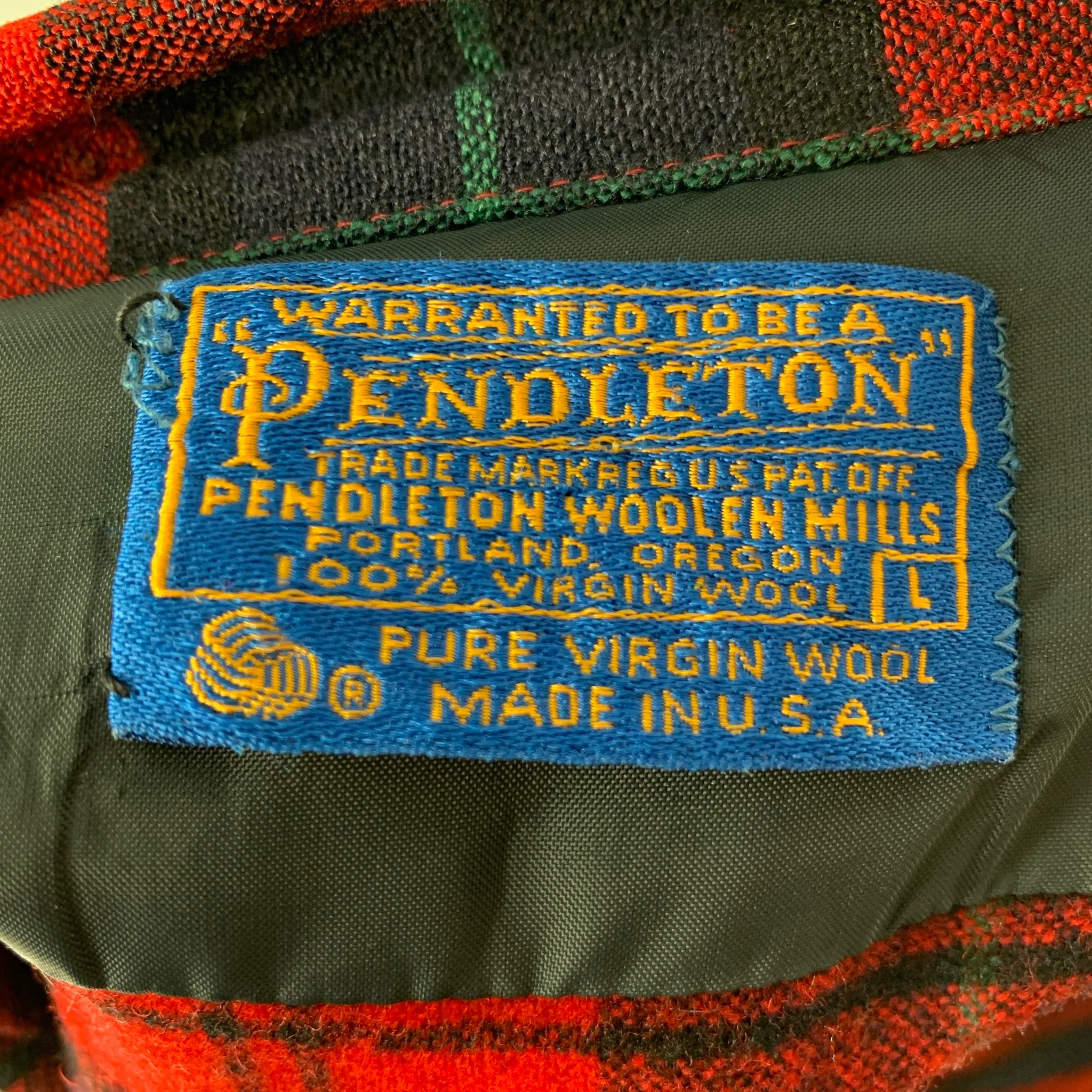 PENDLETON Size L Red Black Plaid Virgin Wool Long Sleeve Shirt - Image 4