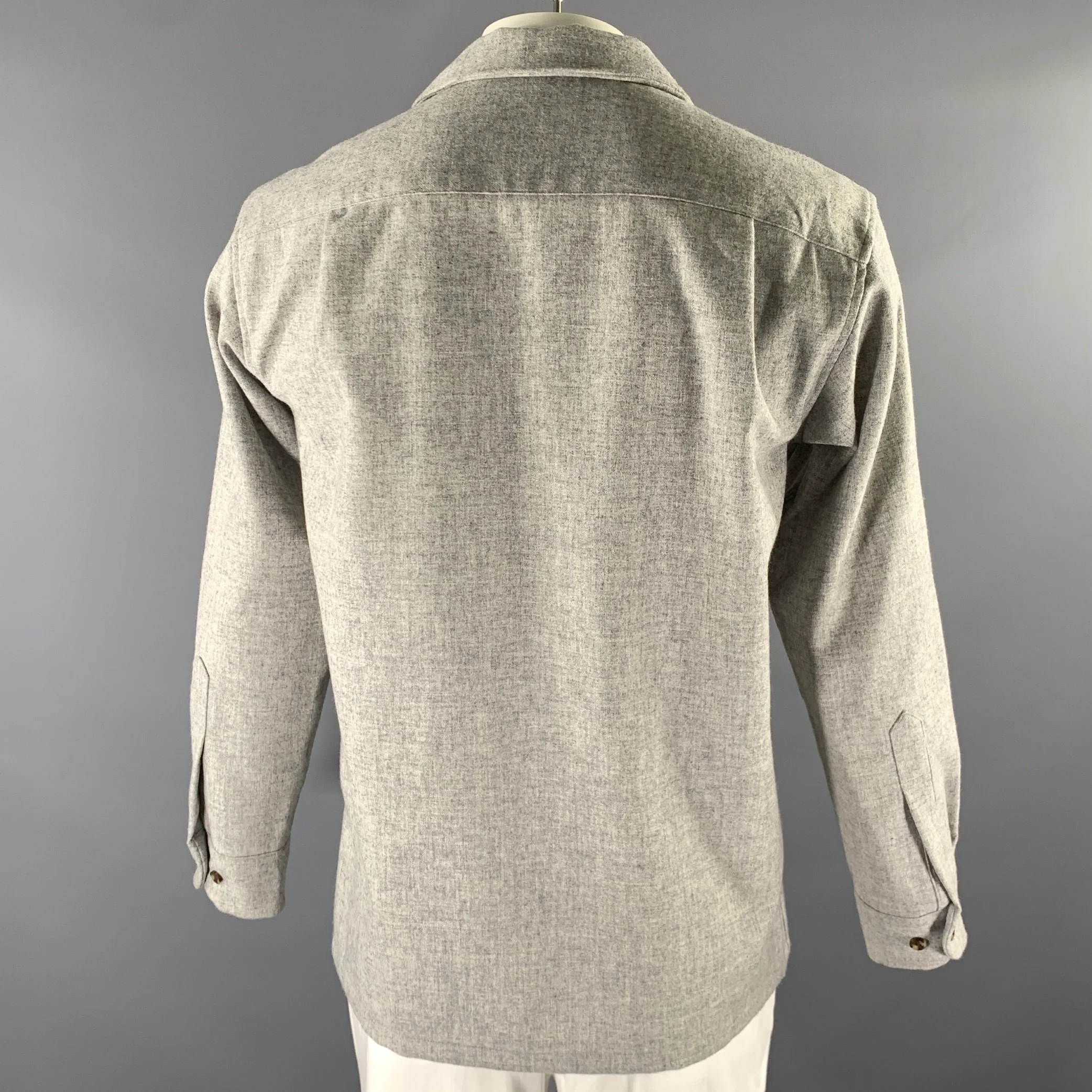 PENDLETON Size M Grey Heather Wool Long Sleeve Shirt - Image 4