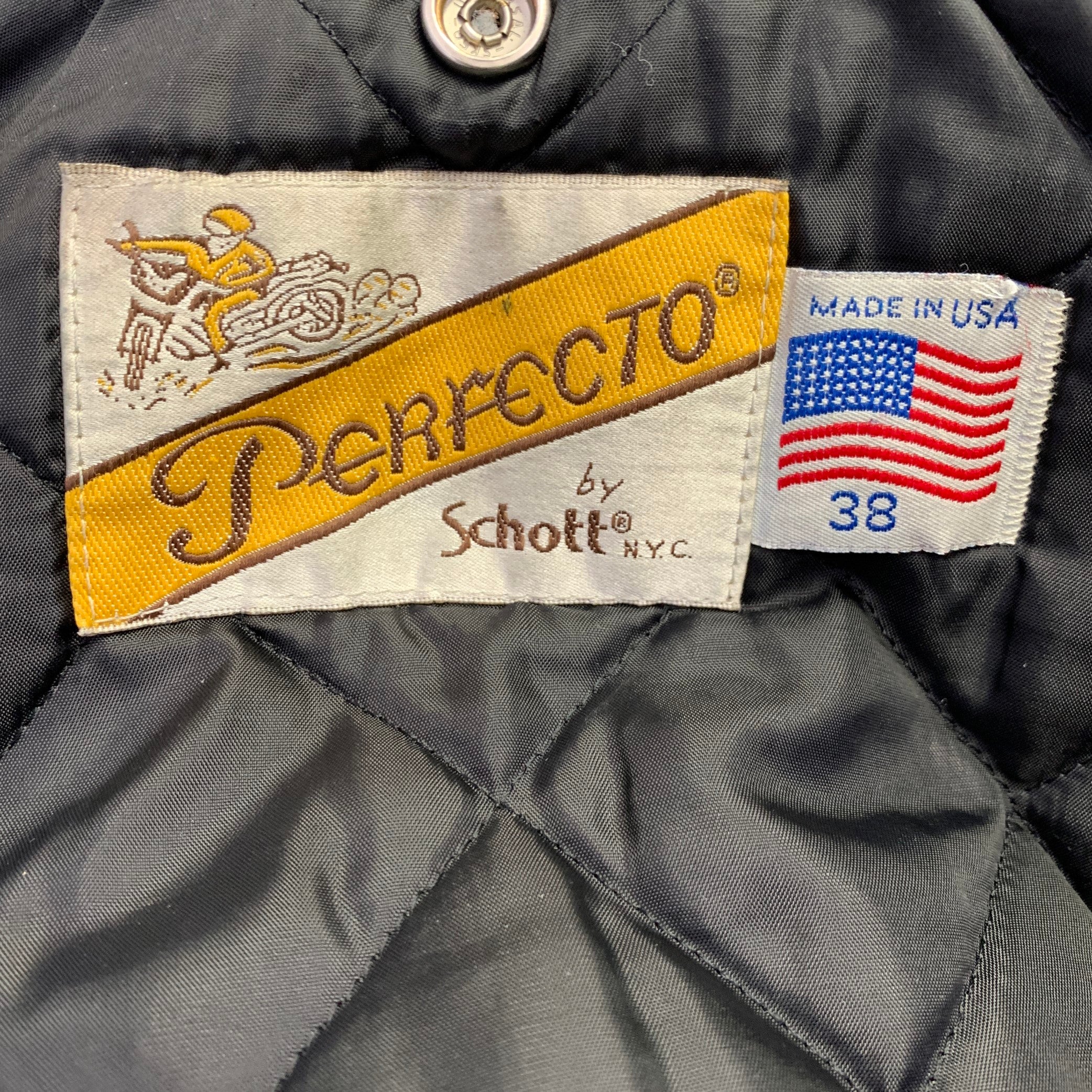 PERFECTO Size 38 Black Leather Motorcycle Jacket - Image 9