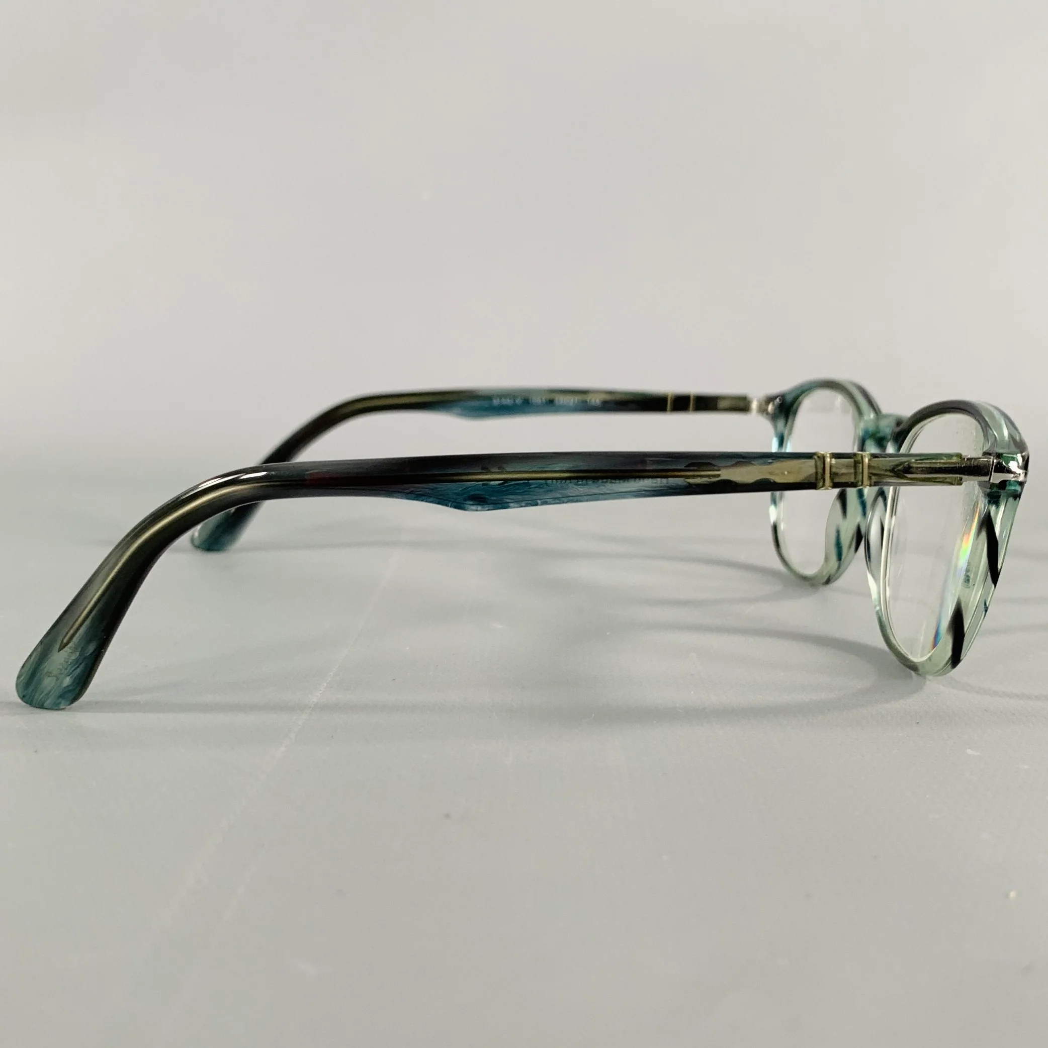 PERSOL Blue Grey Marbled Acetate Eyeglasses Frames - Image 2