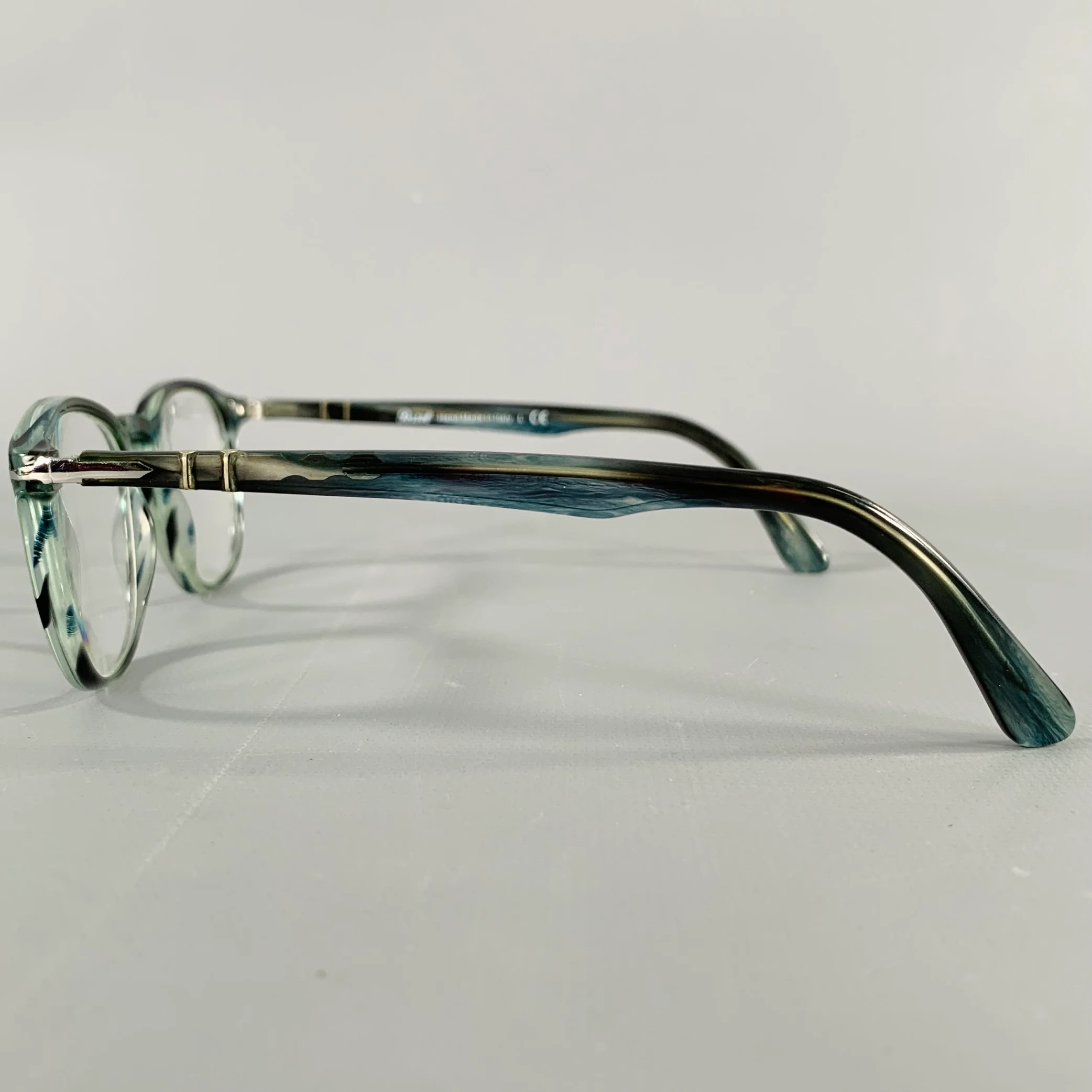 PERSOL Blue Grey Marbled Acetate Eyeglasses Frames - Image 4