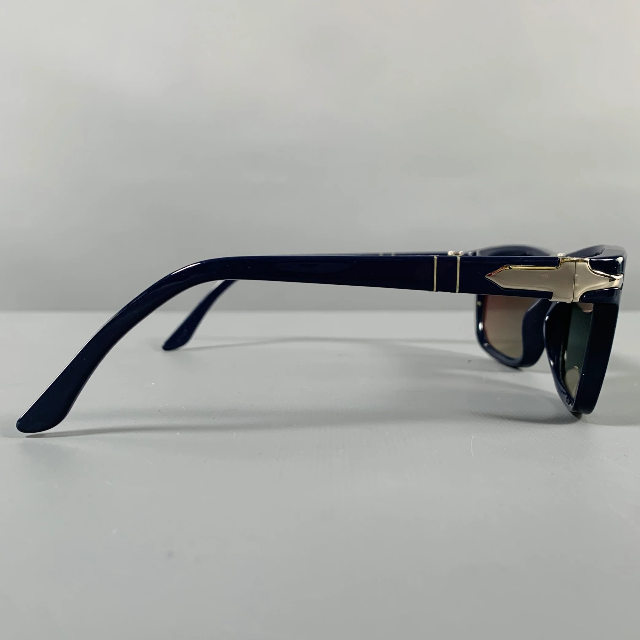 PERSOL Blue Silver Acetate Rectangle Sunglasses - Image 2
