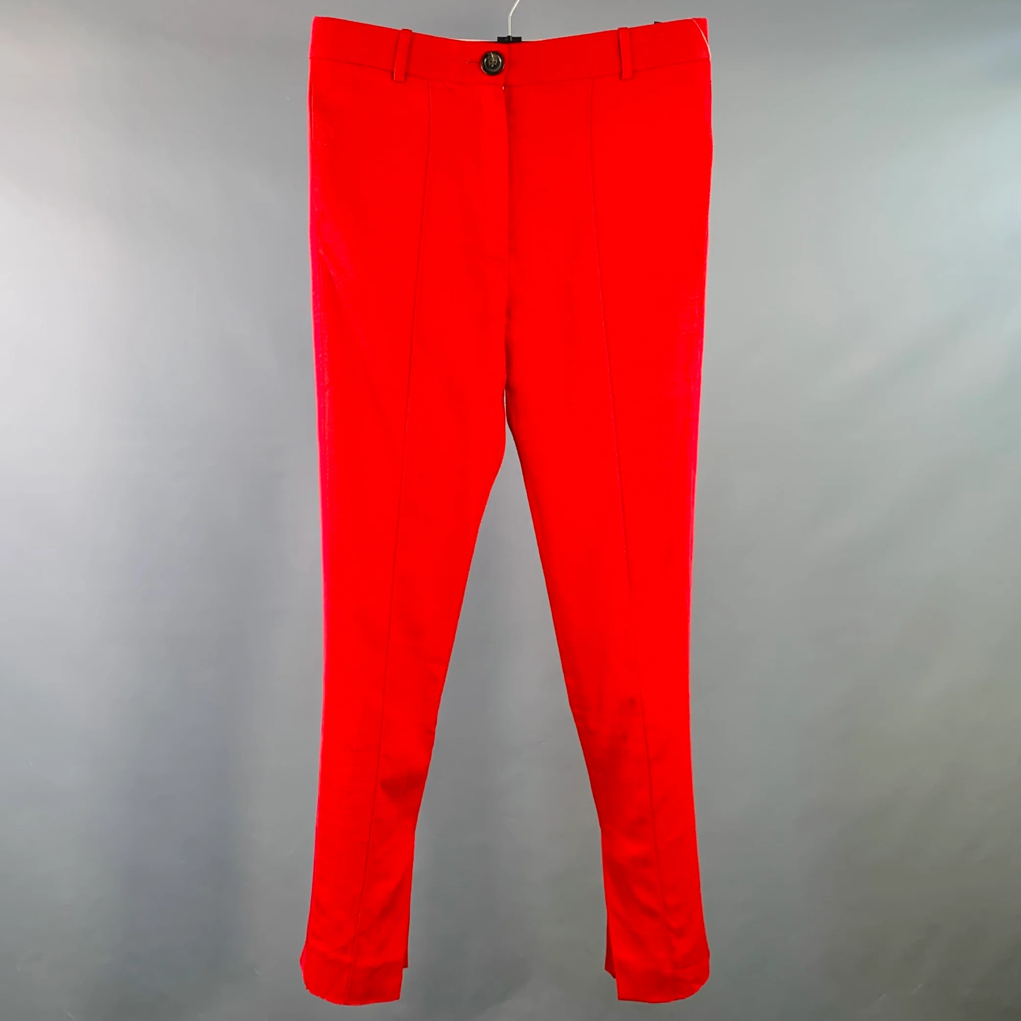 PETER DO Size S Red Viscose Blend Tapered Zip Fly Casual Pants