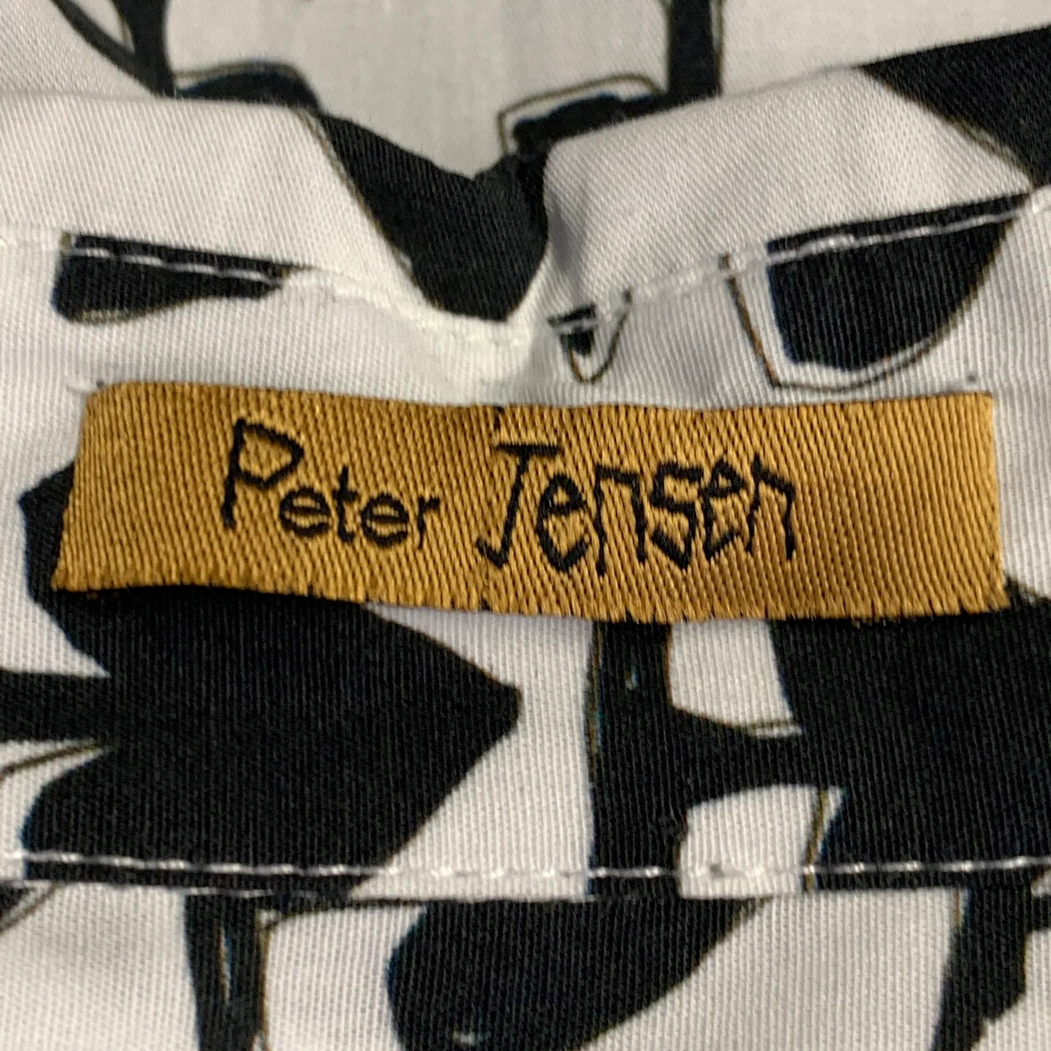 PETER JENSEN Size S White Black Spades Cotton One Pocket Long Sleeve Shirt - Image 5