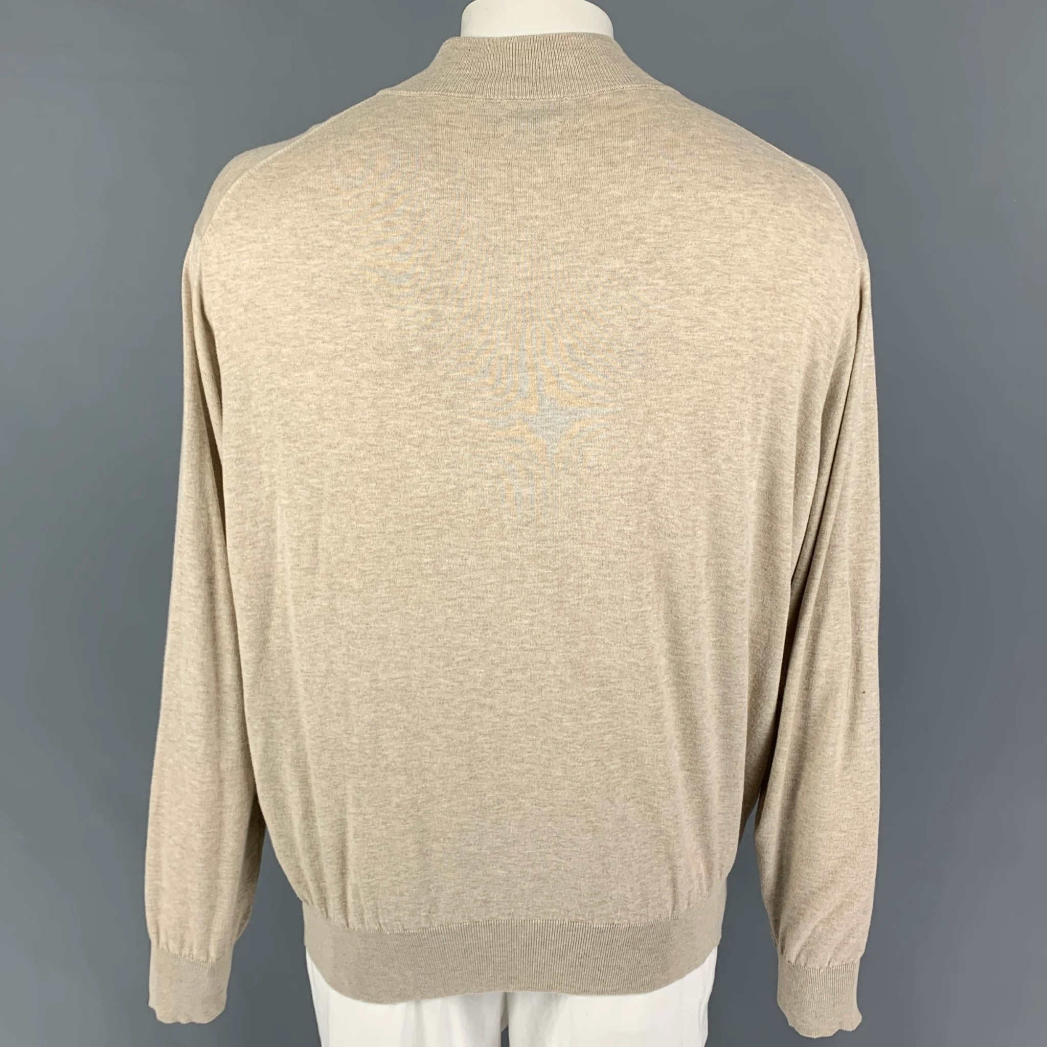 PETER MILLAR Size XXL Oatmeal Cotton Silk Pullover - Image 3