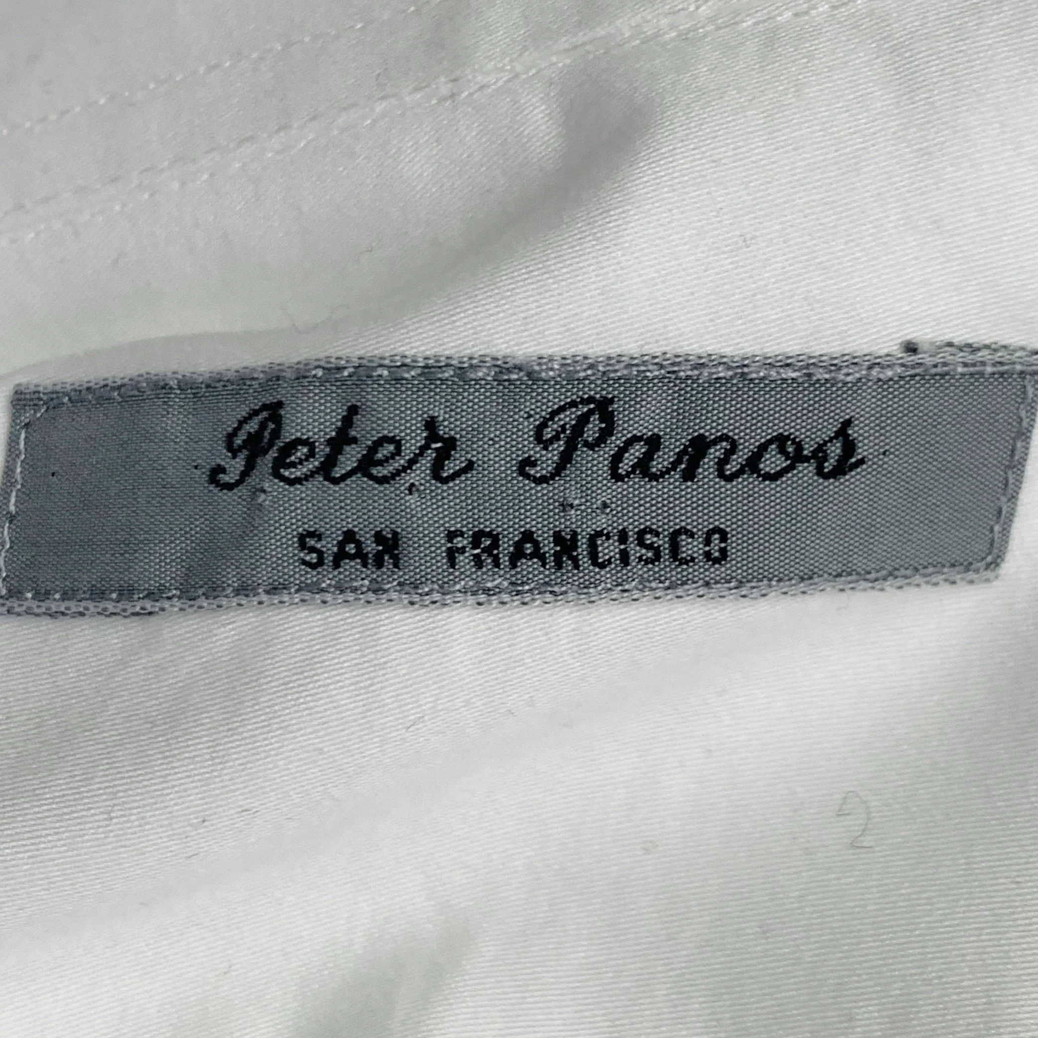 PETER PANOS Size S White Cotton French Cuff Curved Cutaway Long Sleeve Shirt - Image 4