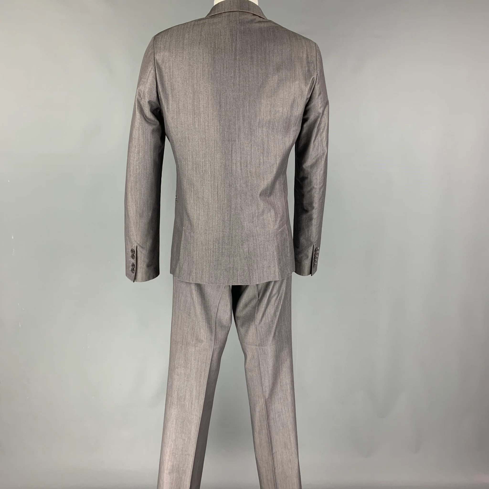 PHILIPP PLEIN Size 38 Light Gray Cotton Blend Single Button Suit - Image 3
