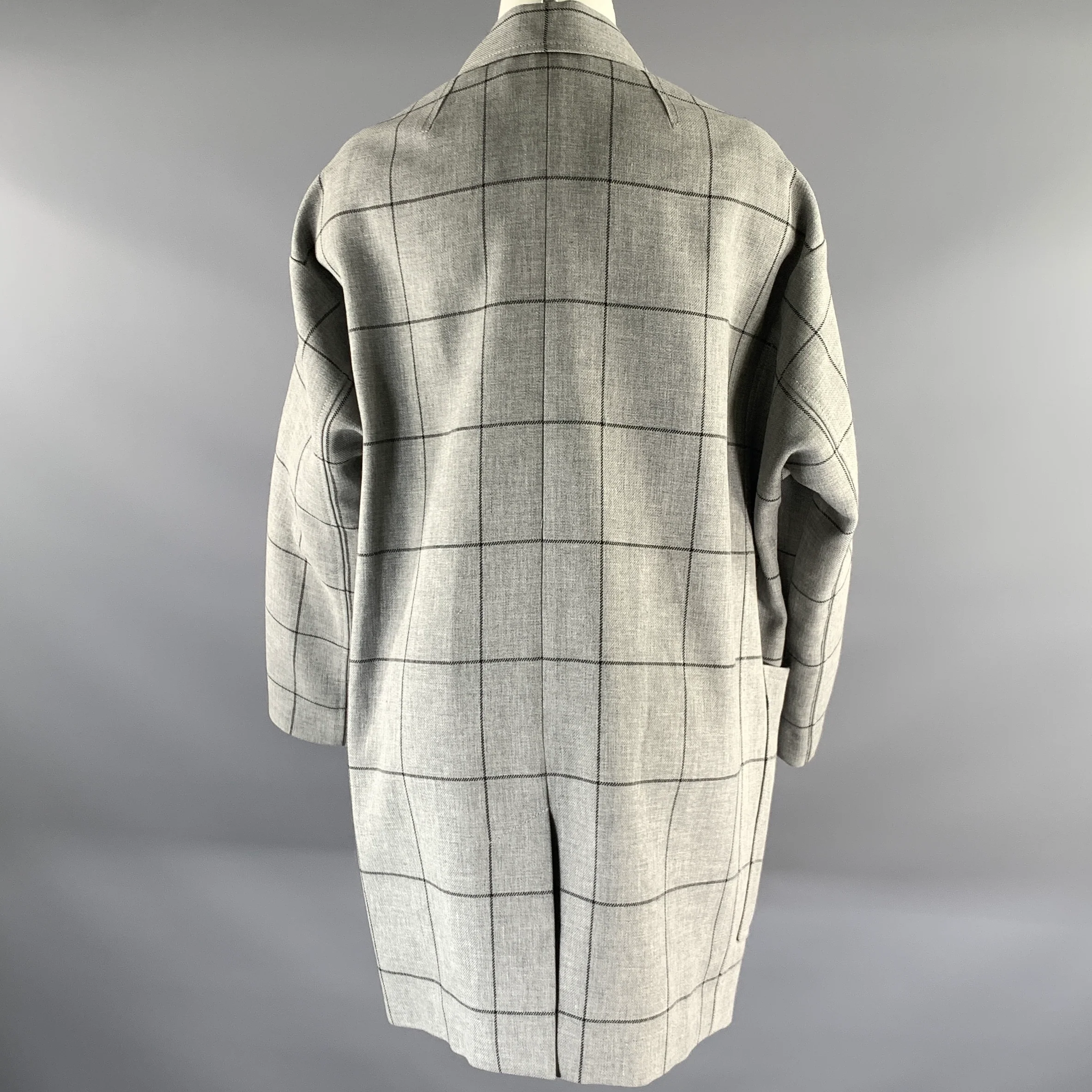 PHILLIP LIM Size S Grey Black Windowpane Viscose Polyester Peacoat - Image 4