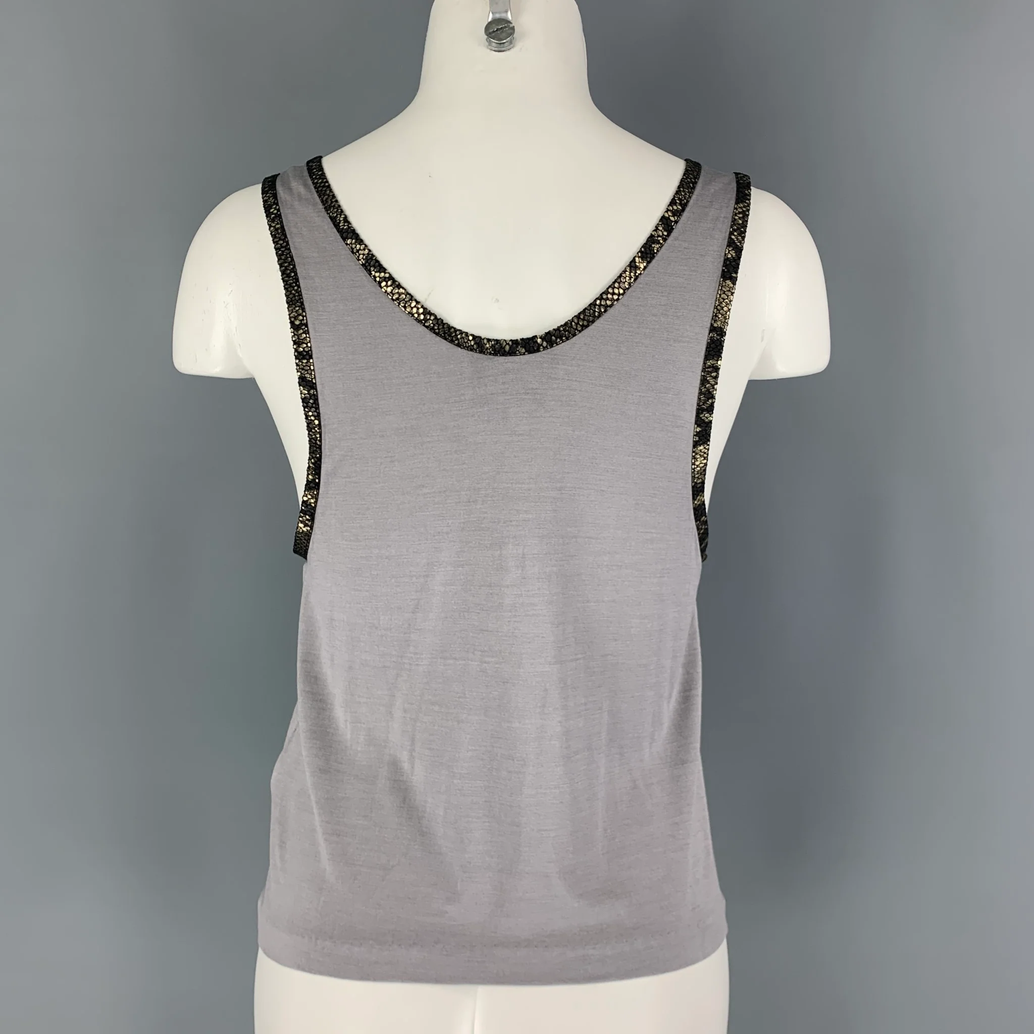 PHILLIP LIM Size XS Grey Lilac Silk Wool Tank Casual Top - Image 3