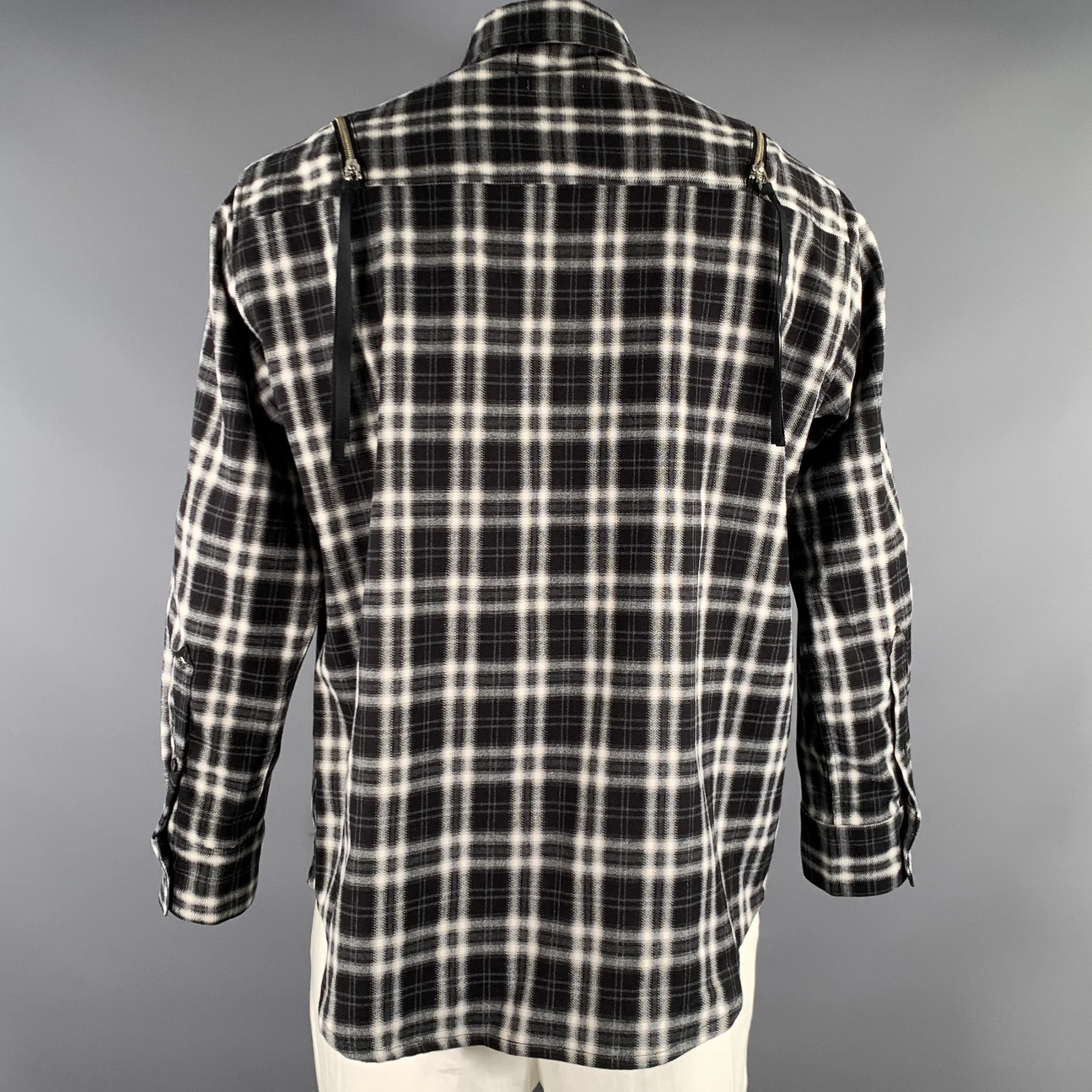 PHILTHEORY Size M Black White Mixed Patterns Cotton Blend Pointed Collar Jacket - Image 4