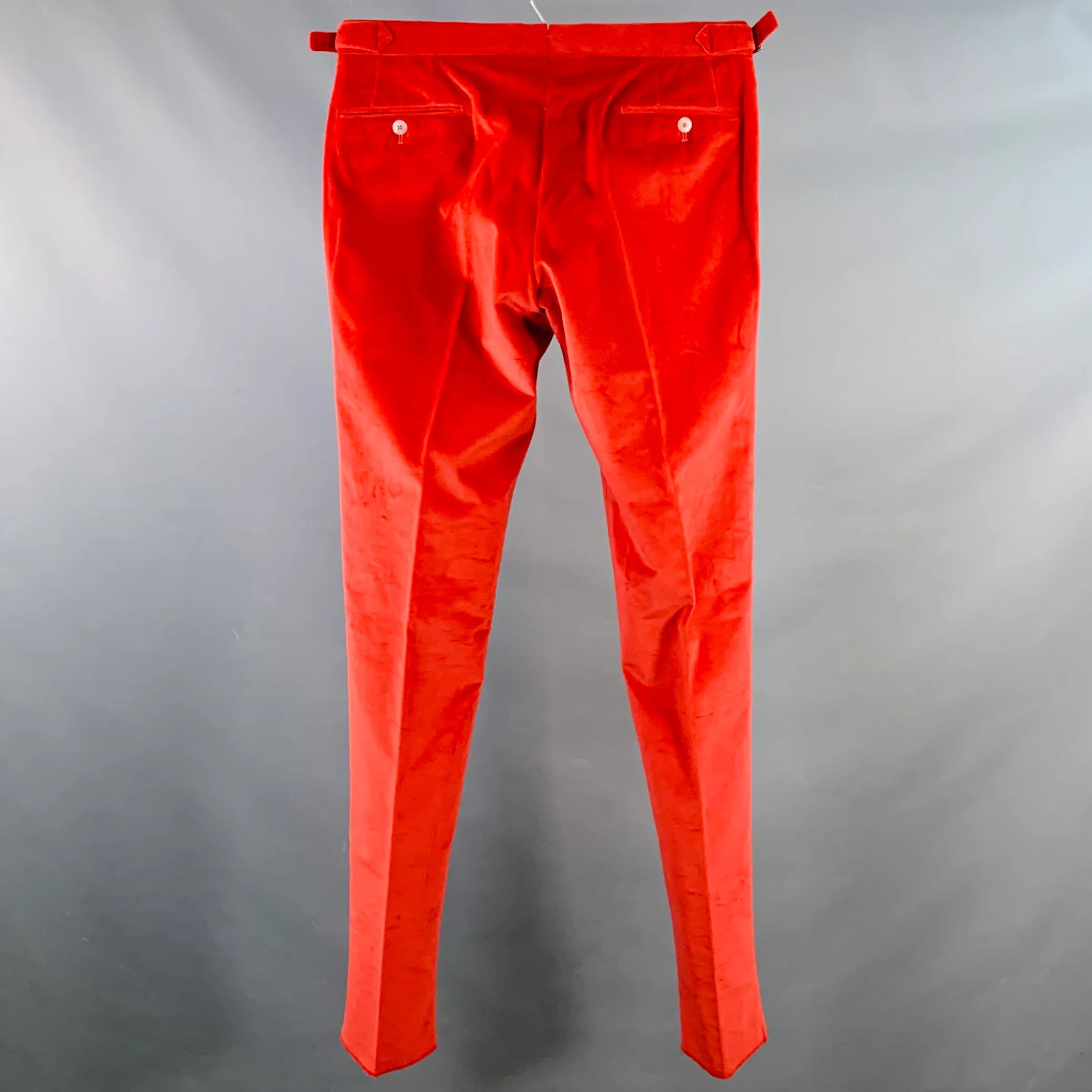 PHINEAS COLE Size 34 Red Velvet Cotton Side Tabs Tapered Dress Pants - Image 2
