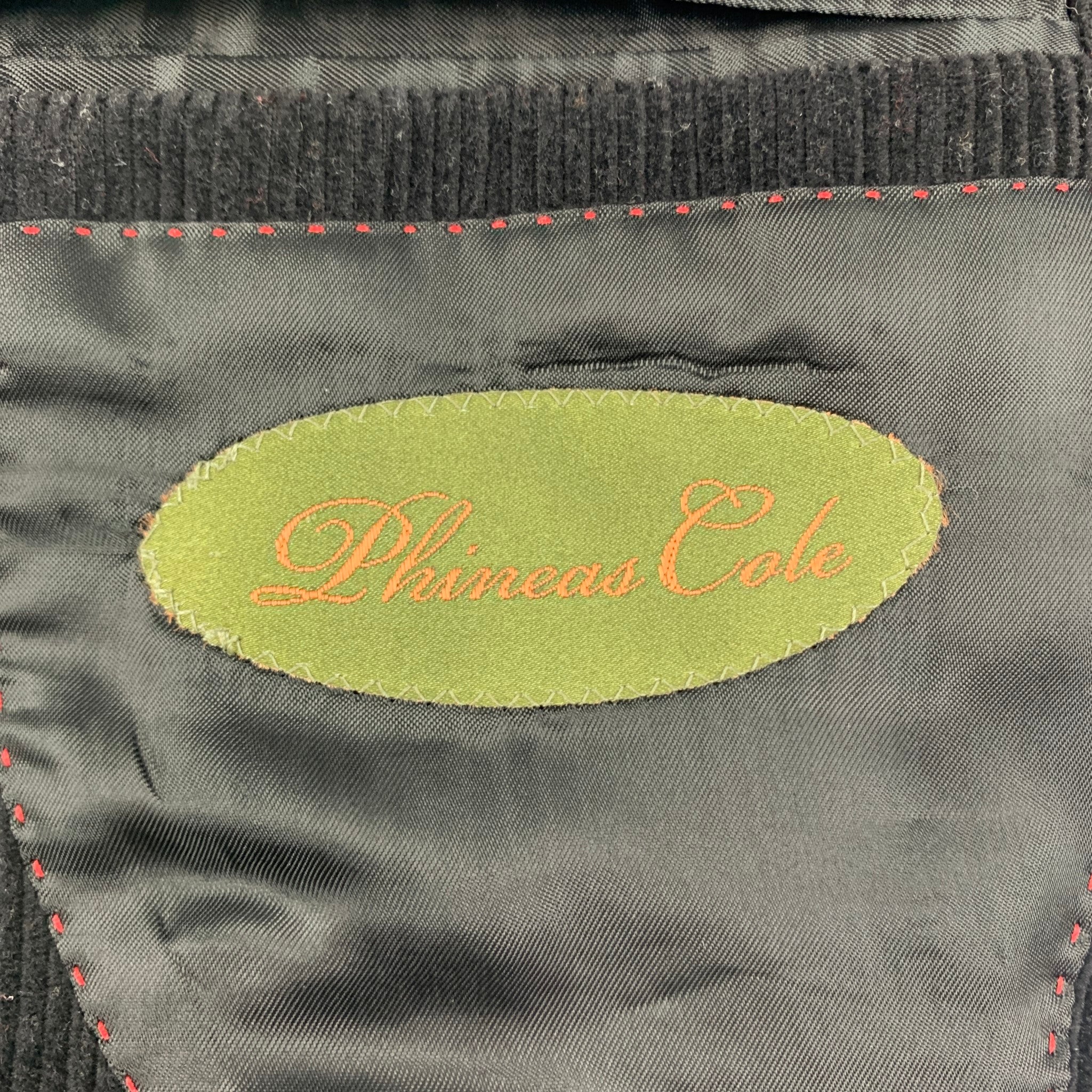 PHINEAS COLE Size 36 Black Corduroy Wool Peak Lapel Suit - Image 9