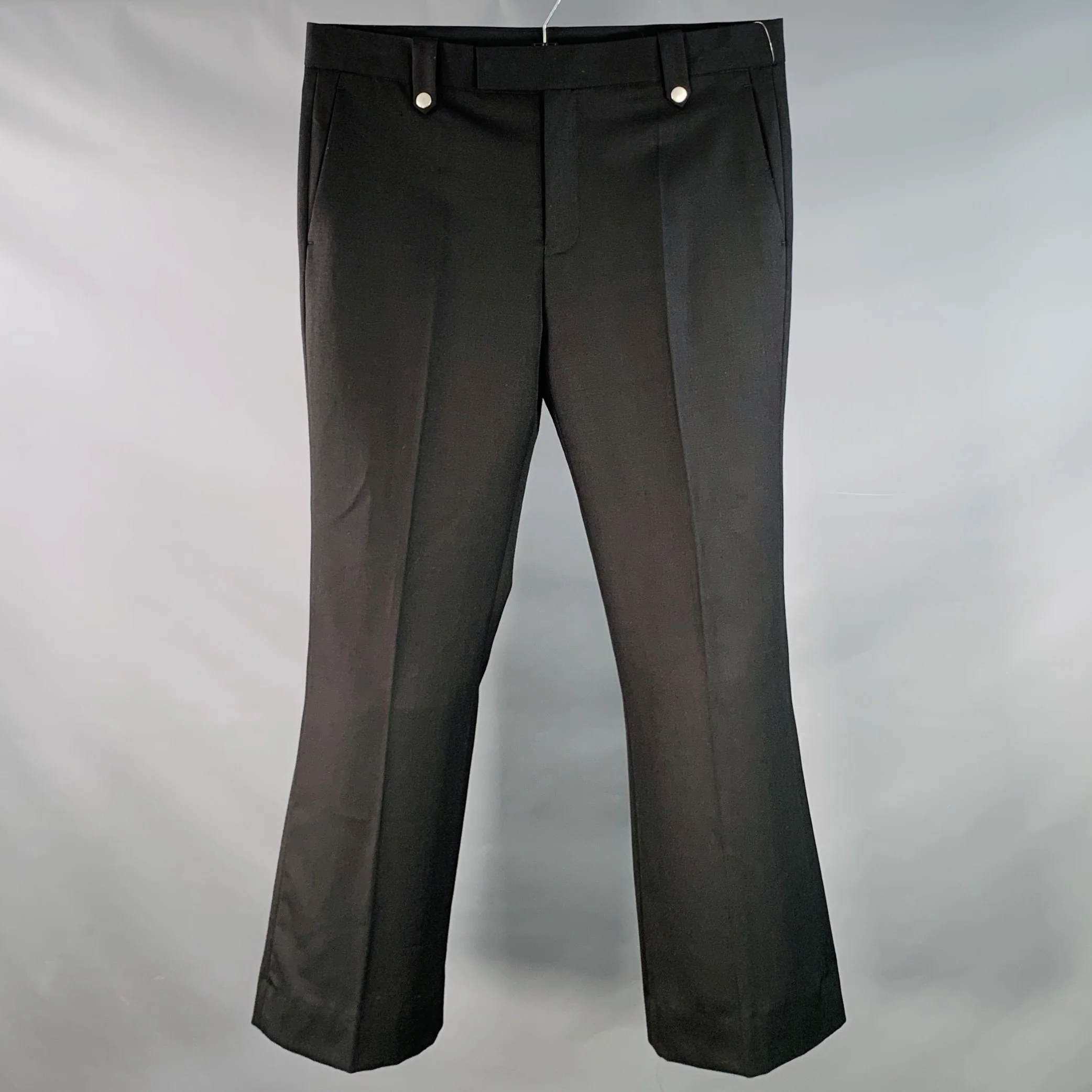 PHIX Size 34 Black Wool Blend Twill Flat Front Dress Pants - Image 2
