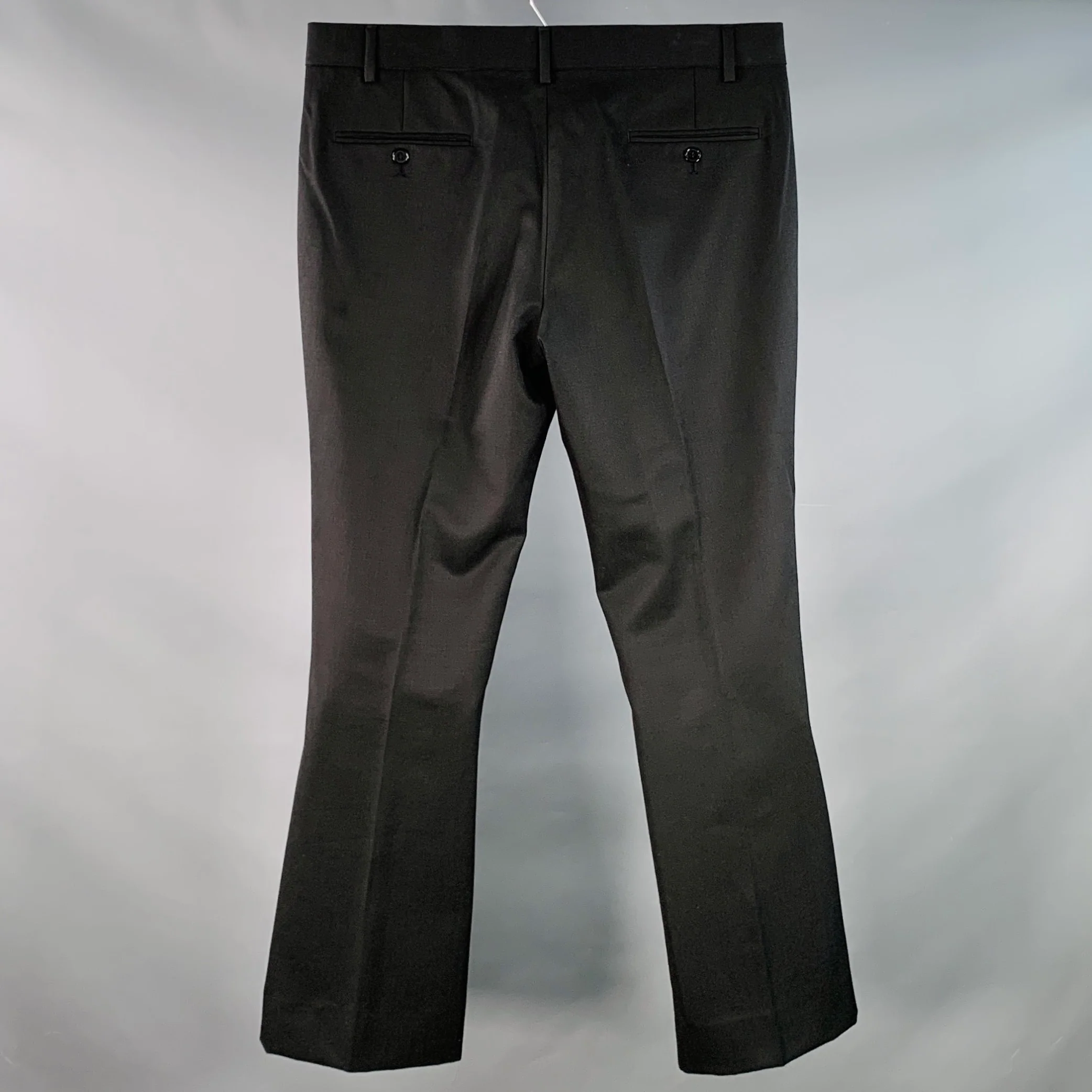 PHIX Size 34 Black Wool Blend Twill Flat Front Dress Pants - Image 3