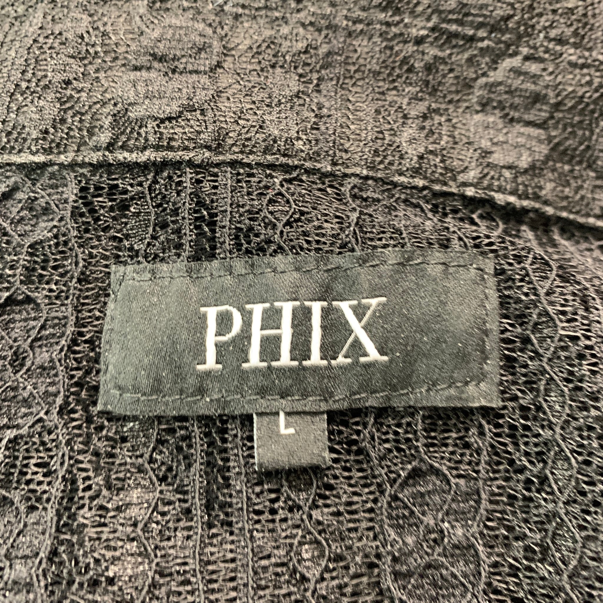 PHIX Size L Black Lace Polyester Long Sleeve Shirt - Image 5