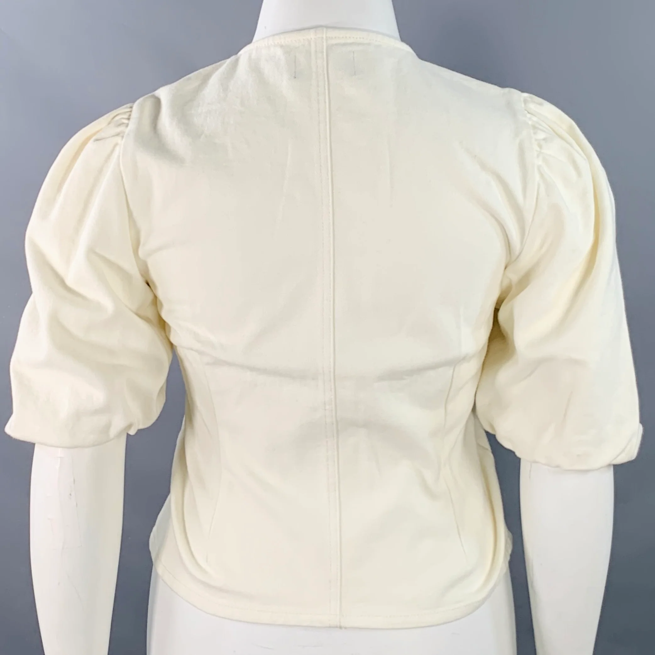 PIECES Size L Cream Cotton Twill Snaps Cape - Image 3