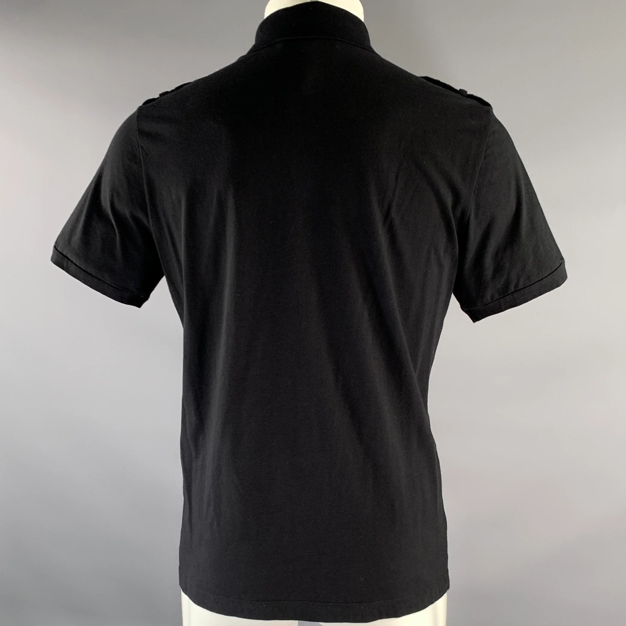 PIERRE BALMAIN Size XS Black Gold Embroidery Cotton Polo - Image 4