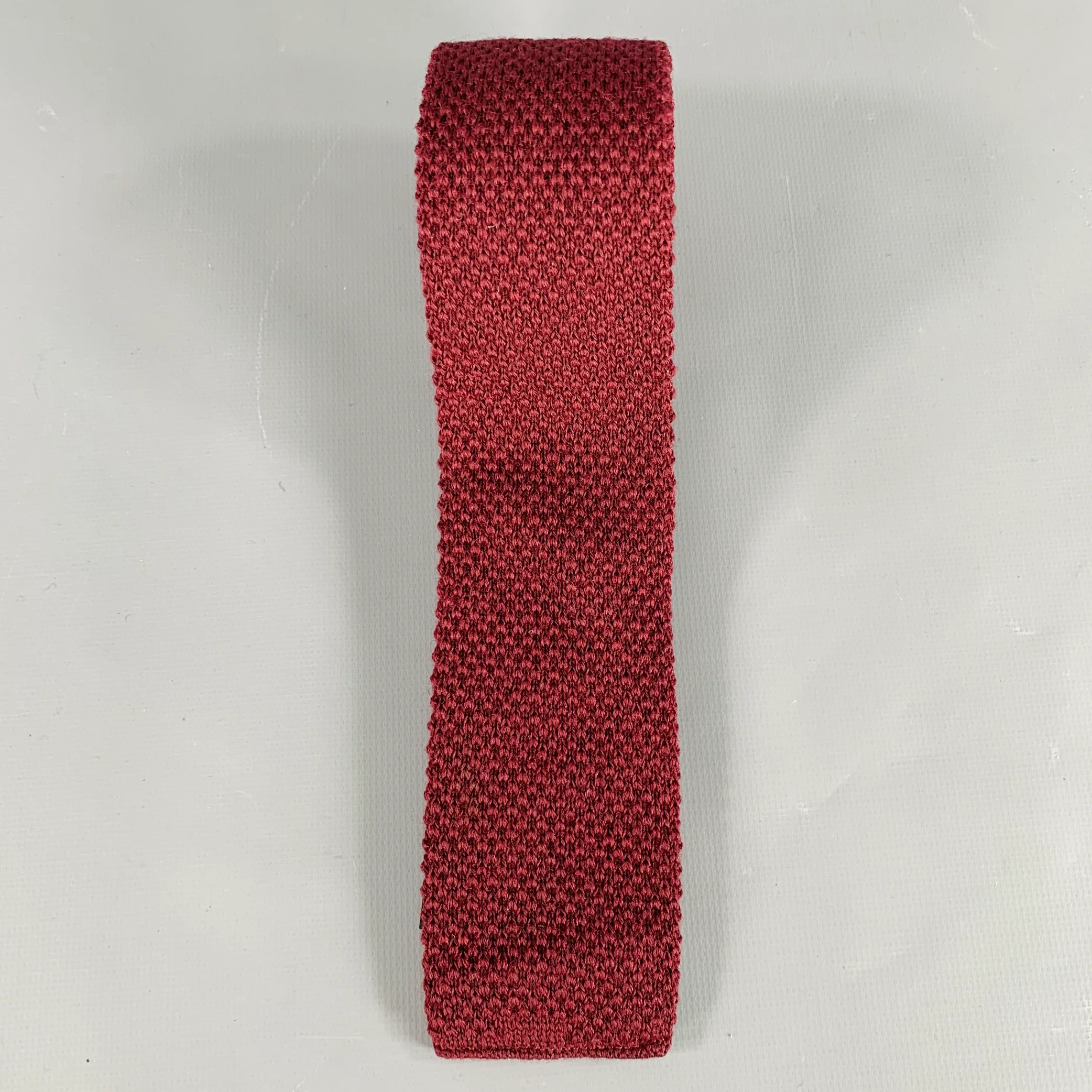 PIERRE CARDIN Burgundy Seed Stitch Wool Knit Tie - Image 2