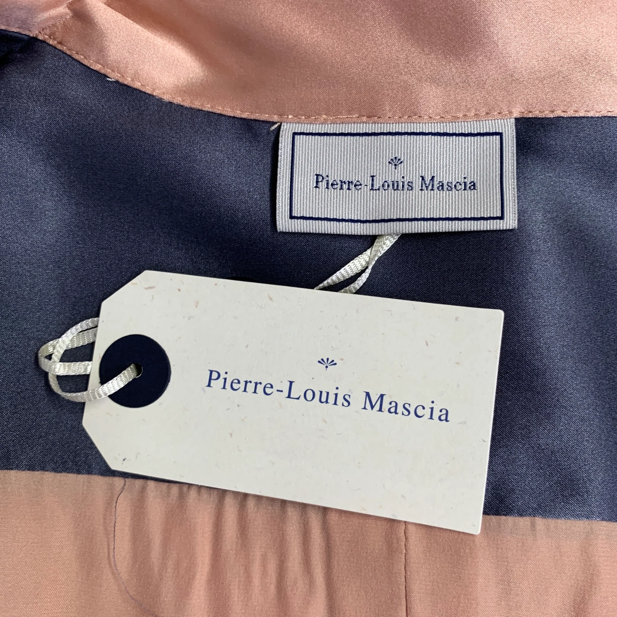 PIERRE-LOUIS MASCIA Size M Blue Blush Color Block Silk Long Sleeve Shirt - Image 4