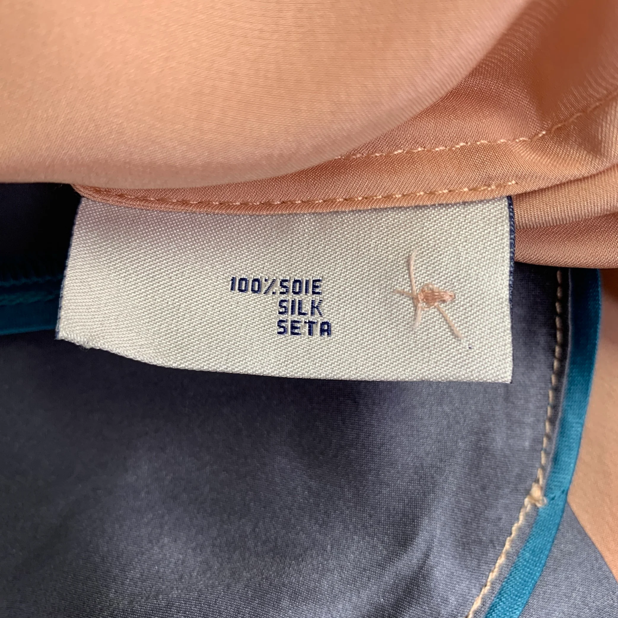 PIERRE-LOUIS MASCIA Size M Blue Blush Color Block Silk Long Sleeve Shirt - Image 5