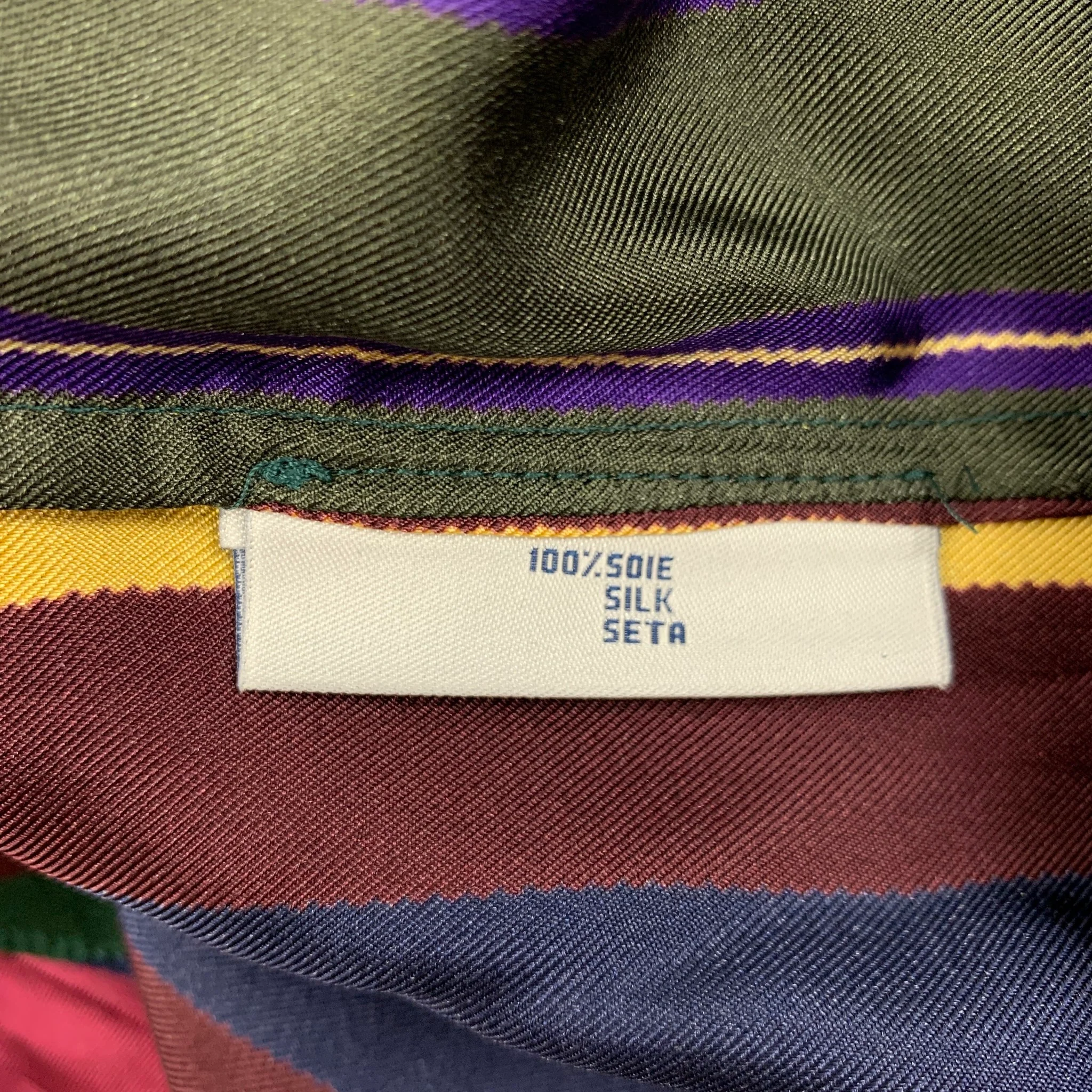 PIERRE-LOUIS MASCIA Size M Multi-Color Stripe Silk Camp Short Sleeve Shirt - Image 4