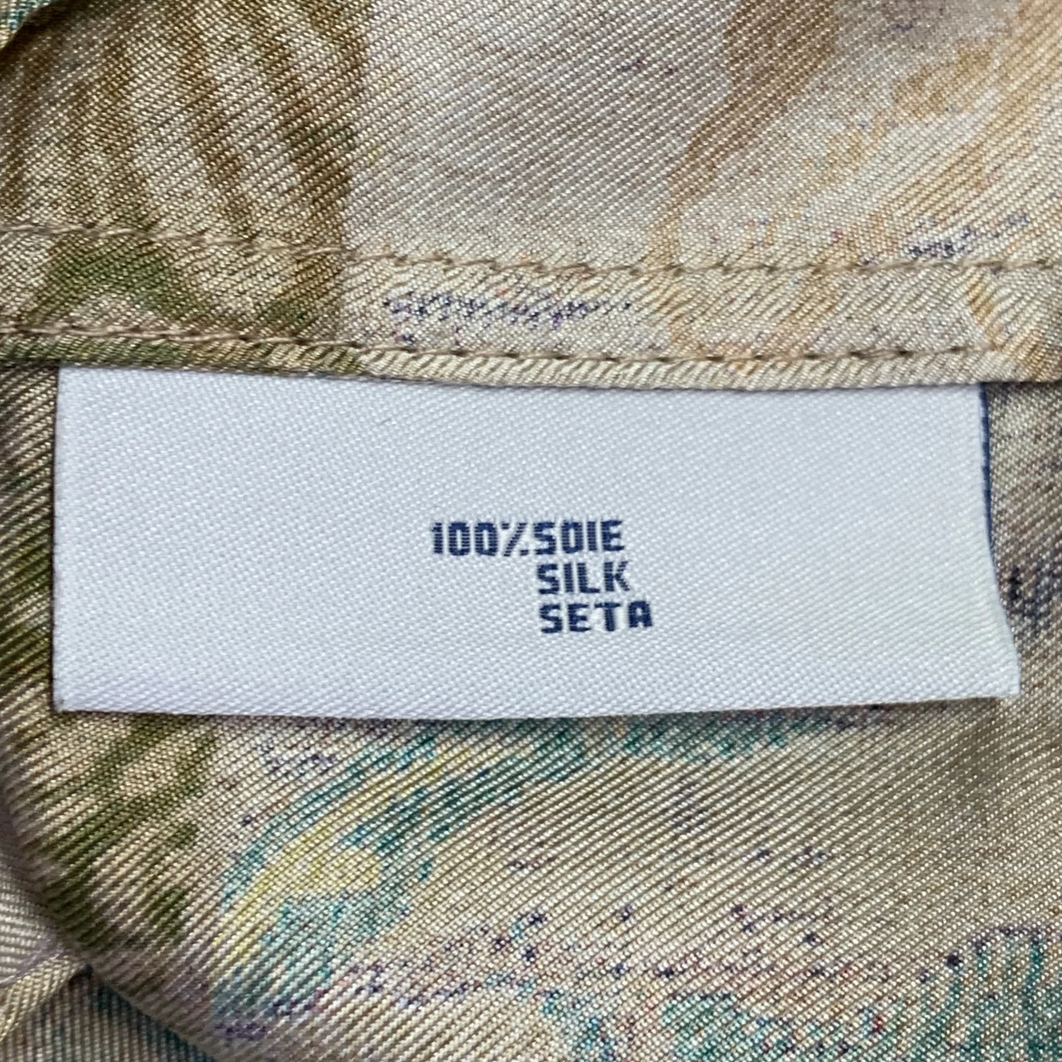 PIERRE-LOUIS MASCIA Size XS Green Brown Silk Floral Long Sleeve Dress Top - Image 11