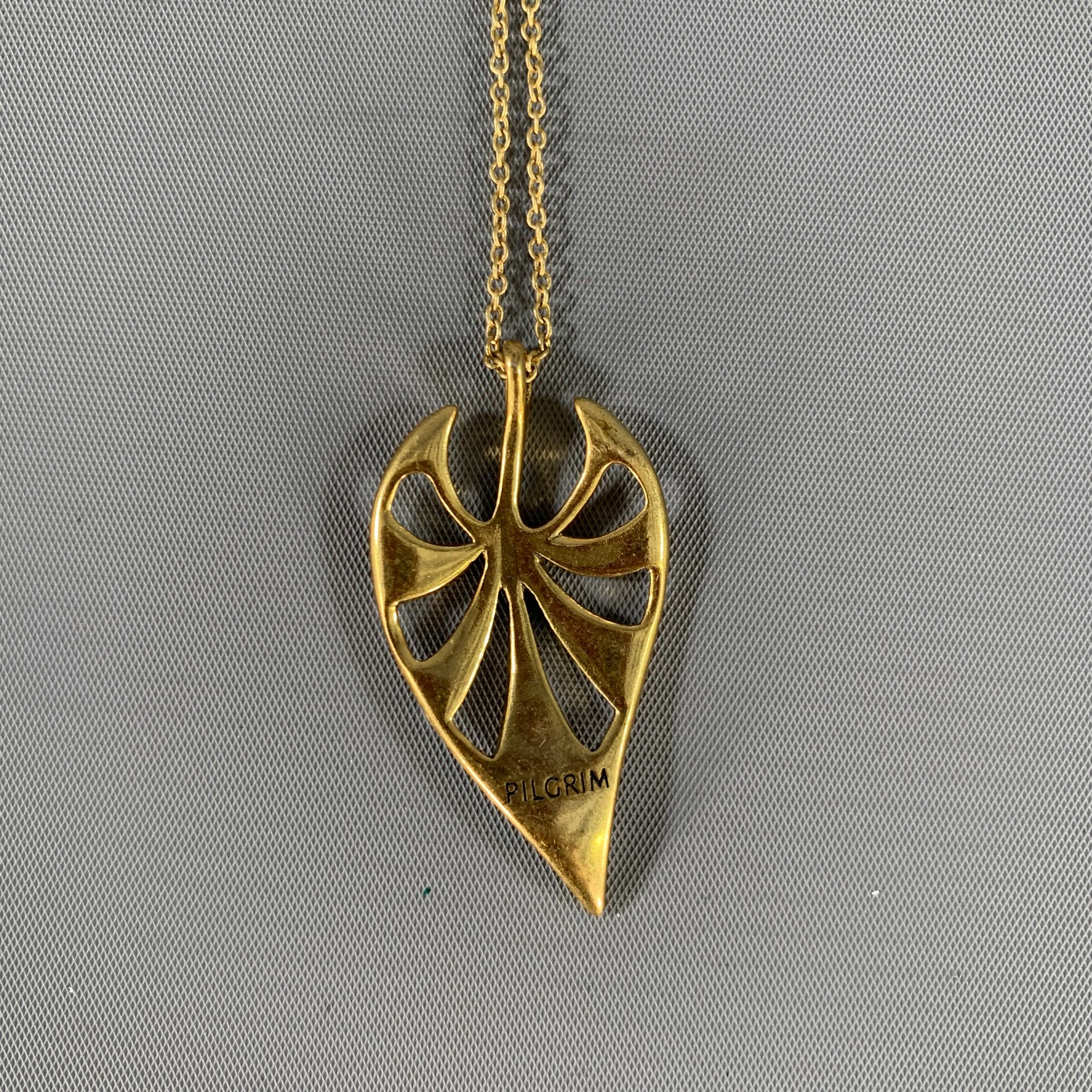 PILGRIM Gold Cream Leaves Necklace - Image 4