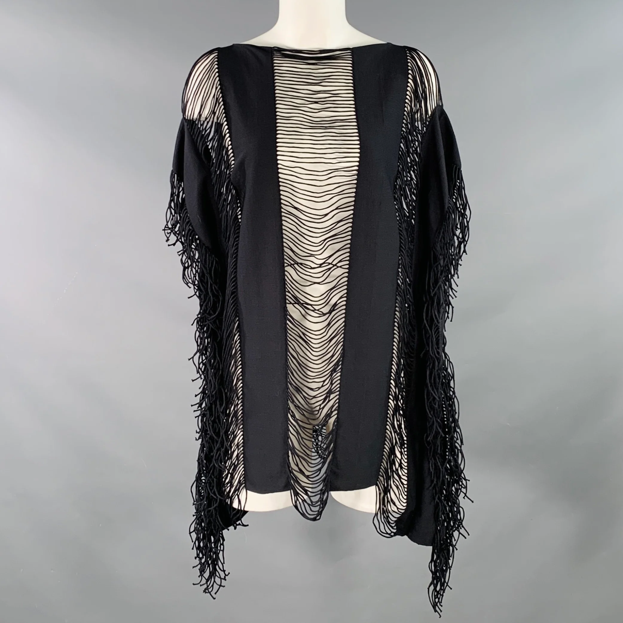 PILYQ Size S Monique Black Polyamide Blend Fringe Sleeveless Casual Top