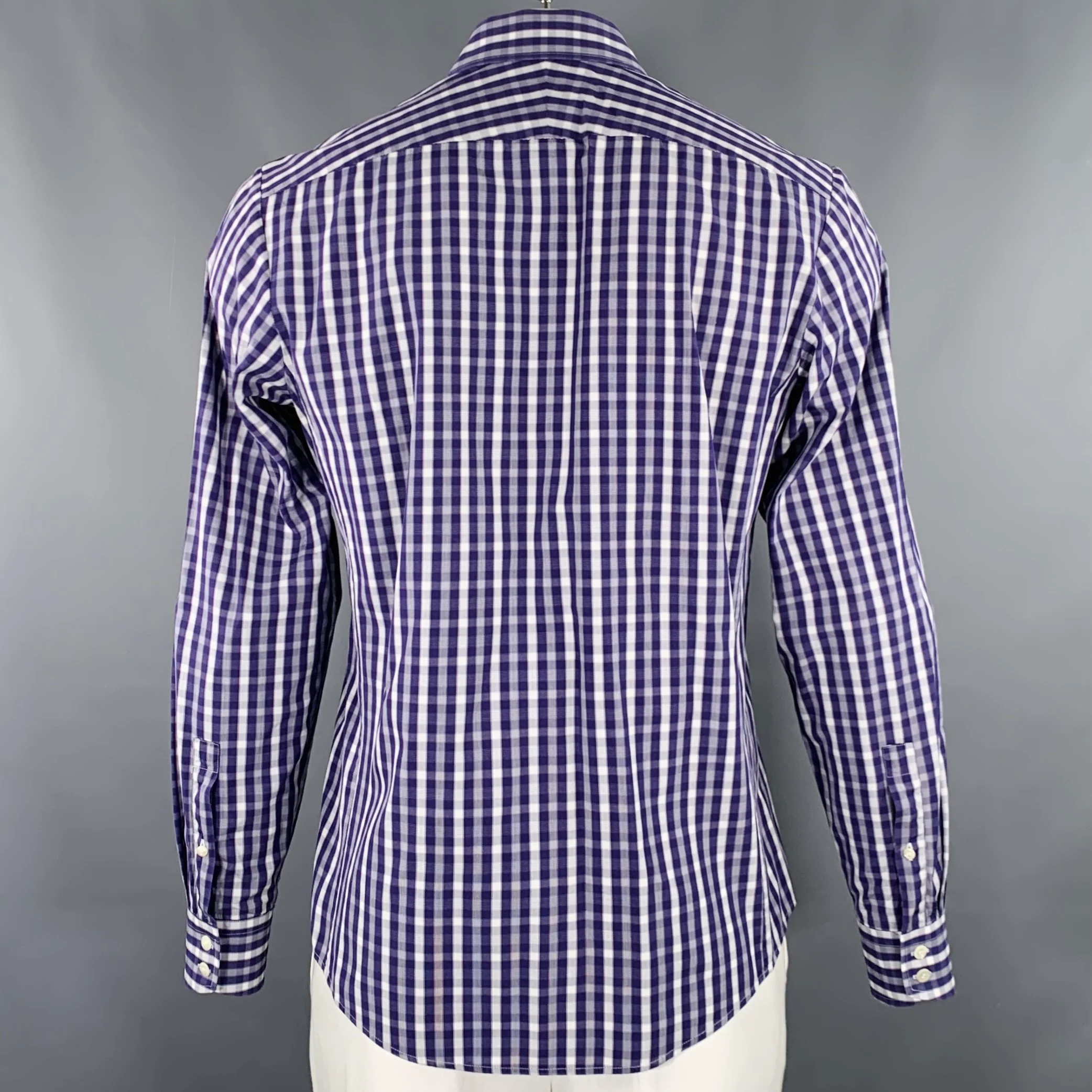 PINK Size L Purple White Checkered Cotton Long Sleeve Shirt - Image 3