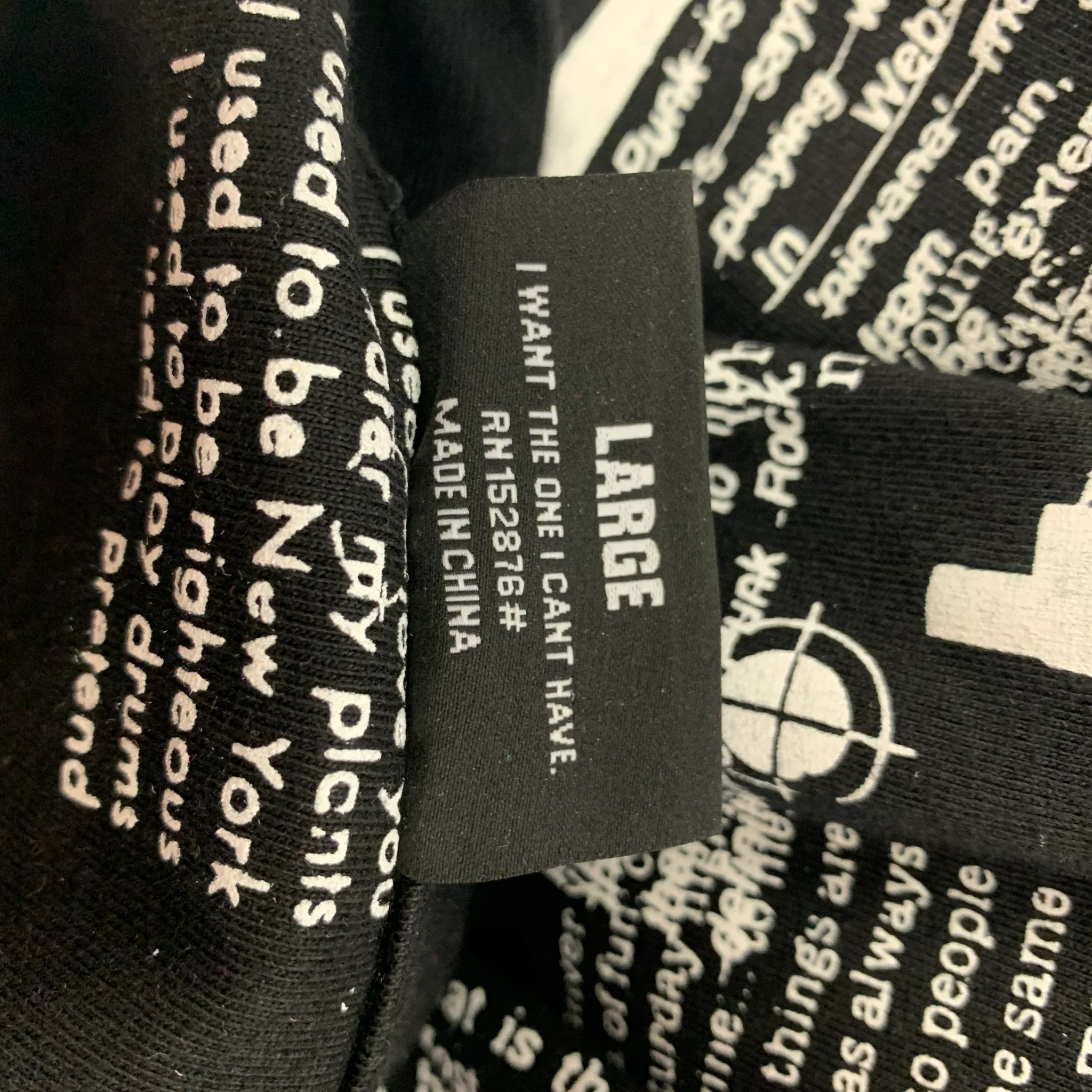 PLEASURES Size L Black White Graphic Cotton Long Sleeve T-shirt - Image 6