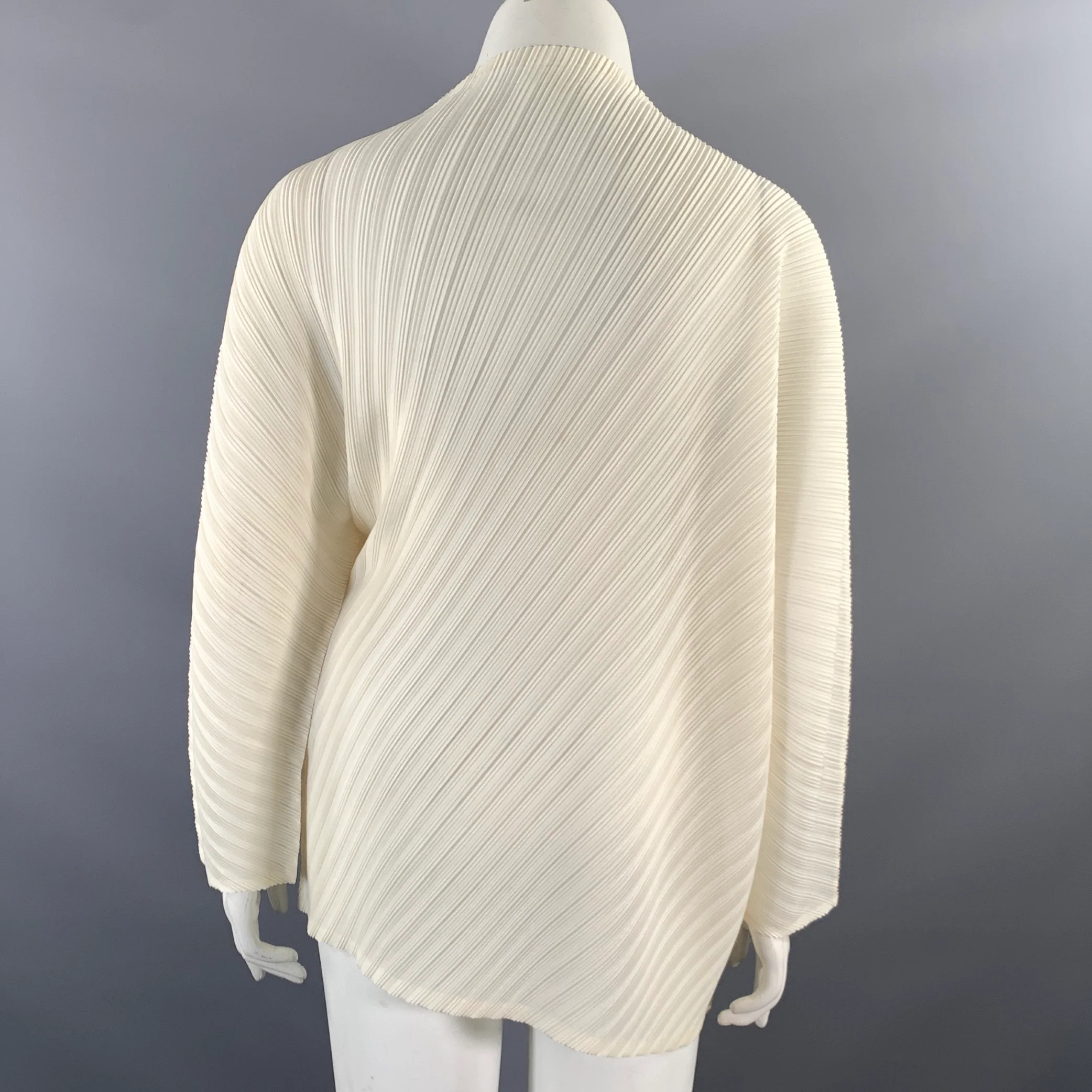 PLEATS PLEASE by ISSEY MIYAKE Size 10 Cream Ivory Polyester Crinkled Dress Top - Image 3