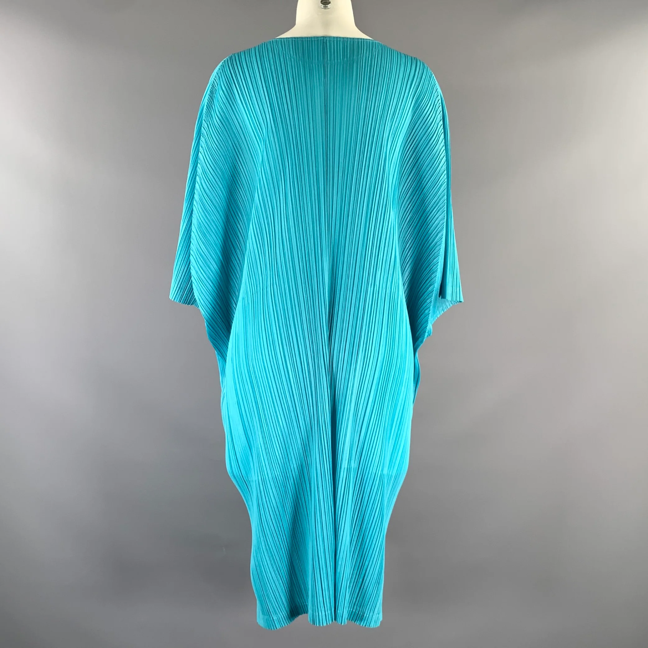 PLEATS PLEASE by ISSEY MIYAKE Size 2 Teal Polyester Pleated Knee Length Dress - Image 3