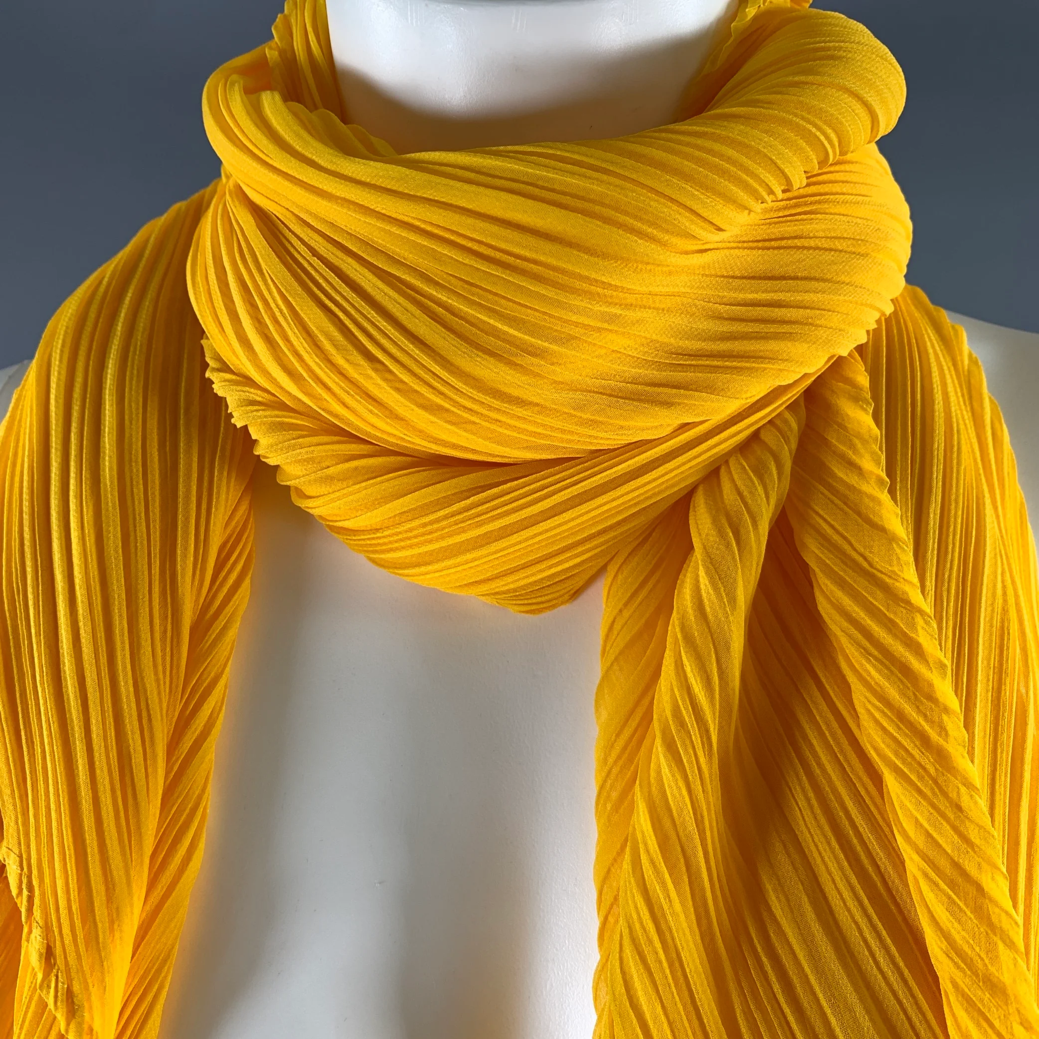 PLEATS PLEASE by ISSEY MIYAKE Yellow Pleated Scarves & Shawls - Image 2