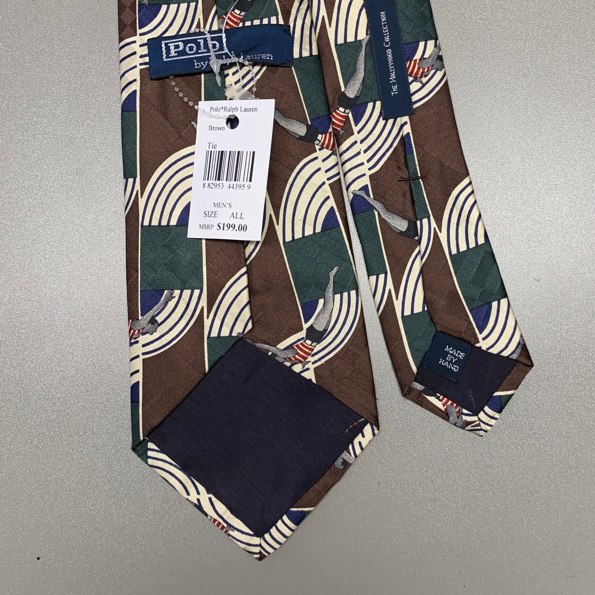 POLO Brown Cream Stripe Silk Tie - Image 2