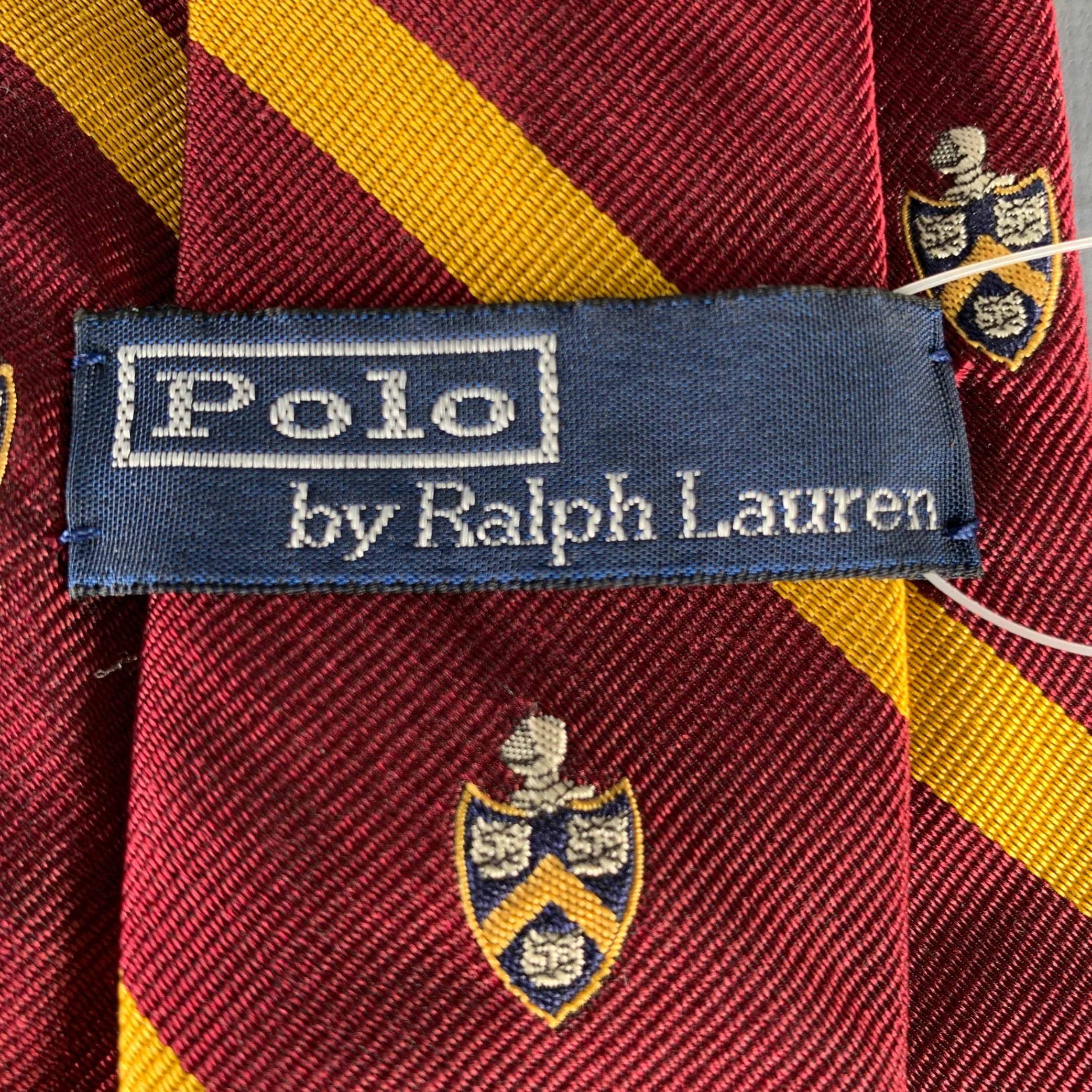 POLO by RALPH LAUREN Burgundy Gold Crest Silk Tie - Image 3