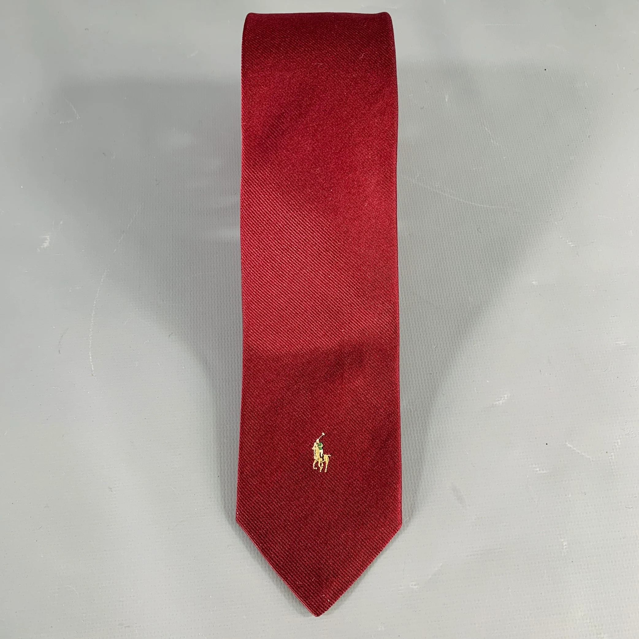 POLO by RALPH LAUREN Burgundy Narrow Embroidered Tie - Image 2