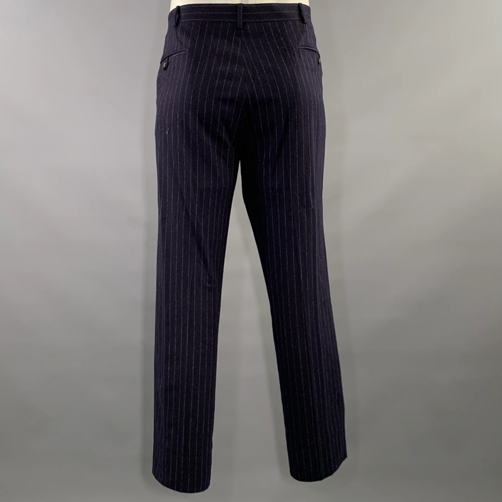 POLO by RALPH LAUREN Chest Size 44 Navy Grey Pinstripe Wool Cashmere 36 30 Suit - Image 6
