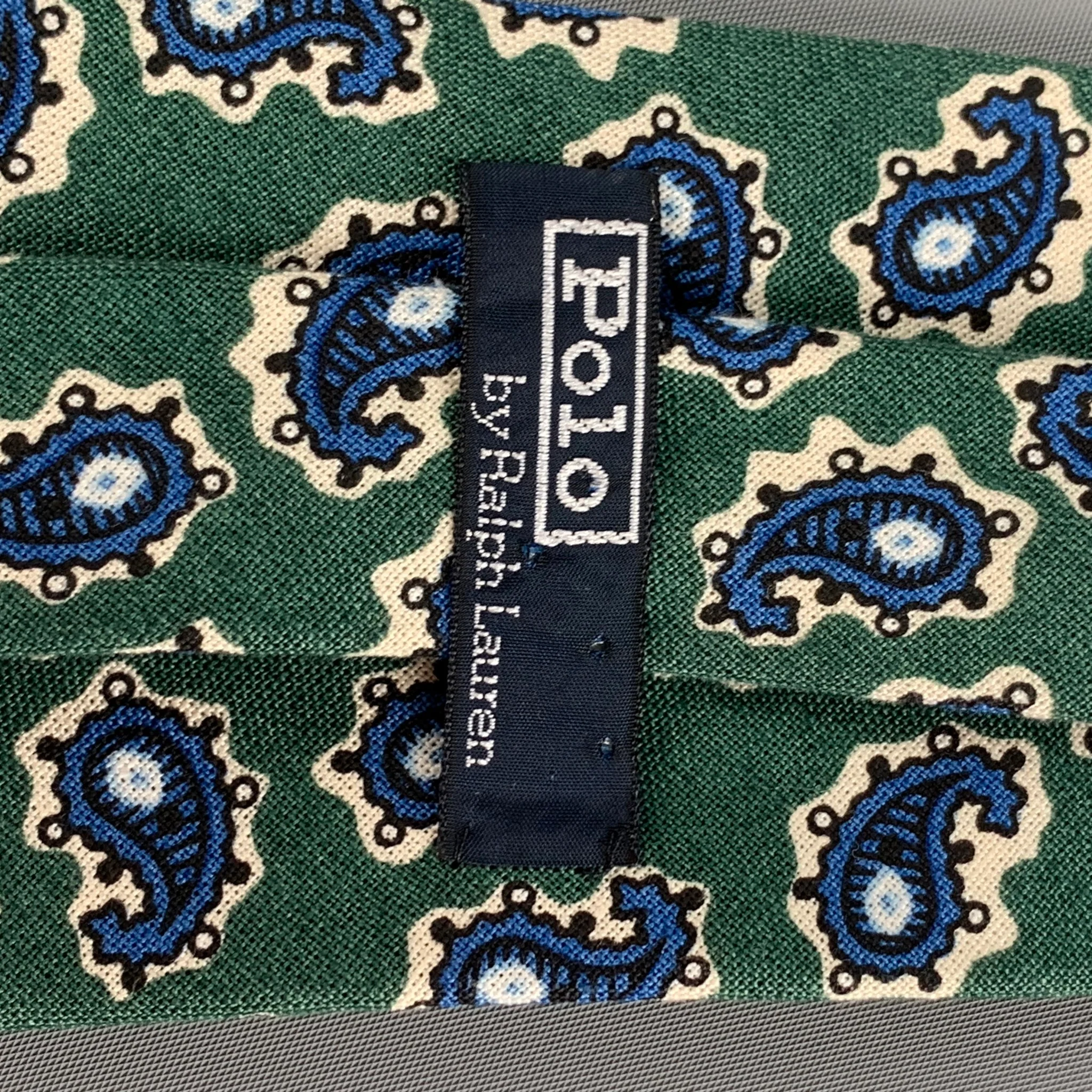 POLO by RALPH LAUREN Green Blue Paisley Linen Tie - Image 5