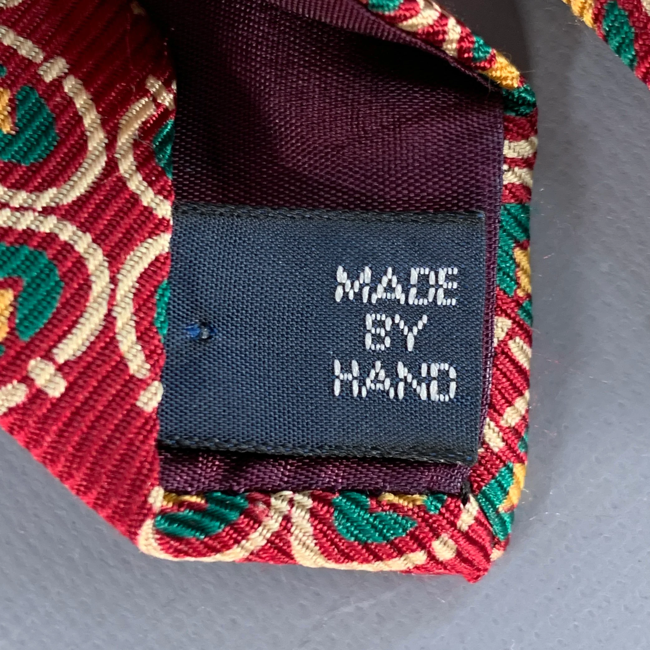 POLO by RALPH LAUREN Red Green Beige Geometric Silk Tie - Image 5
