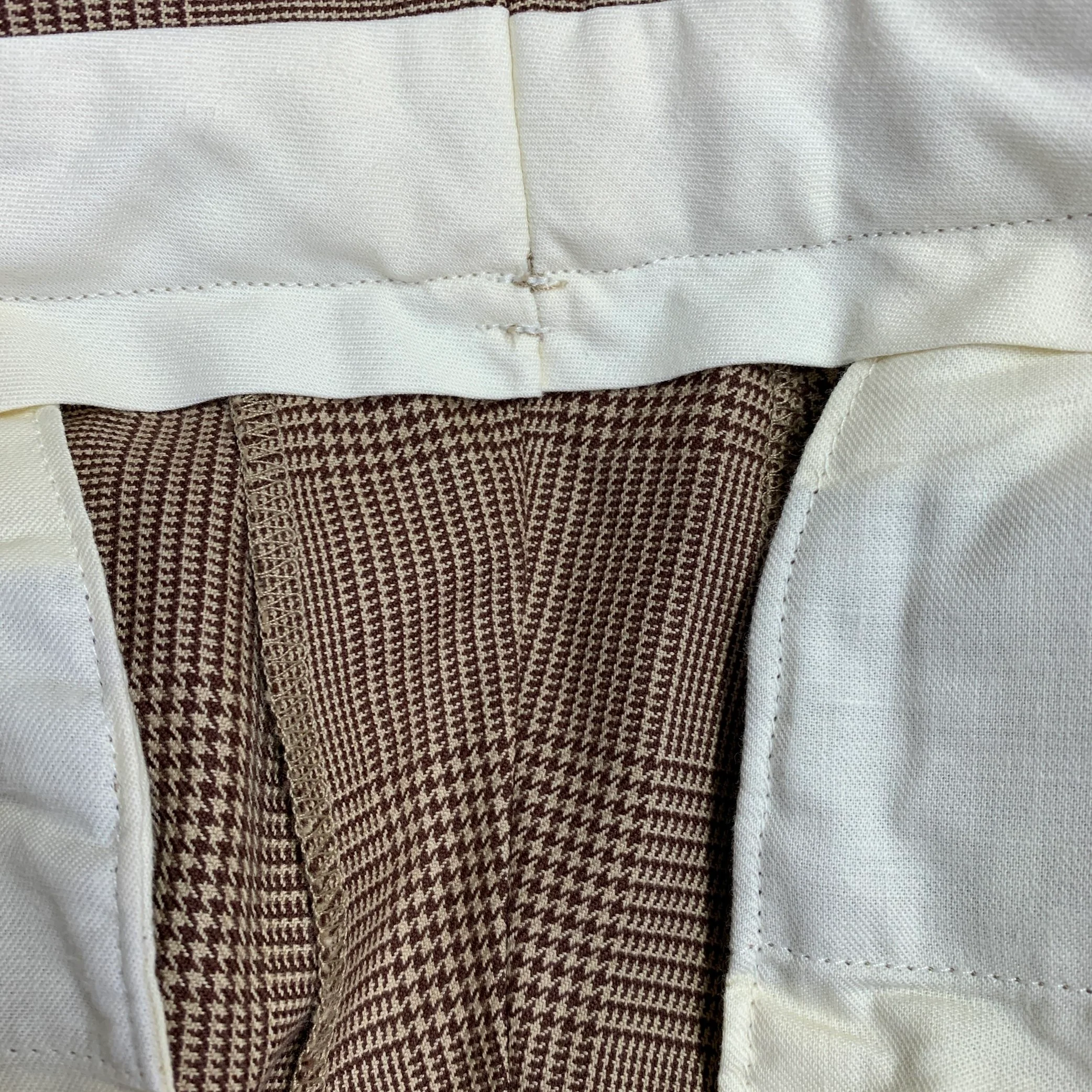 POLO by RALPH LAUREN Size 30 Brown Beige Glenplaid Cotton Pleated Tapered Dress Pants - Image 7