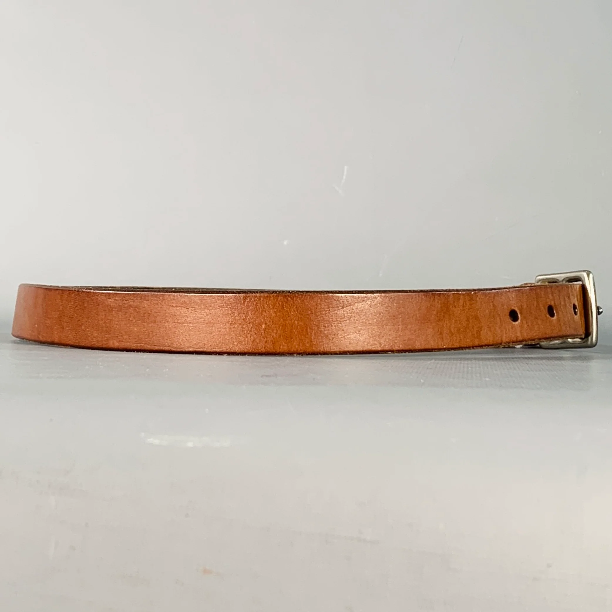 POLO by RALPH LAUREN Size 32 Brown Silver Leather Belt - Image 2