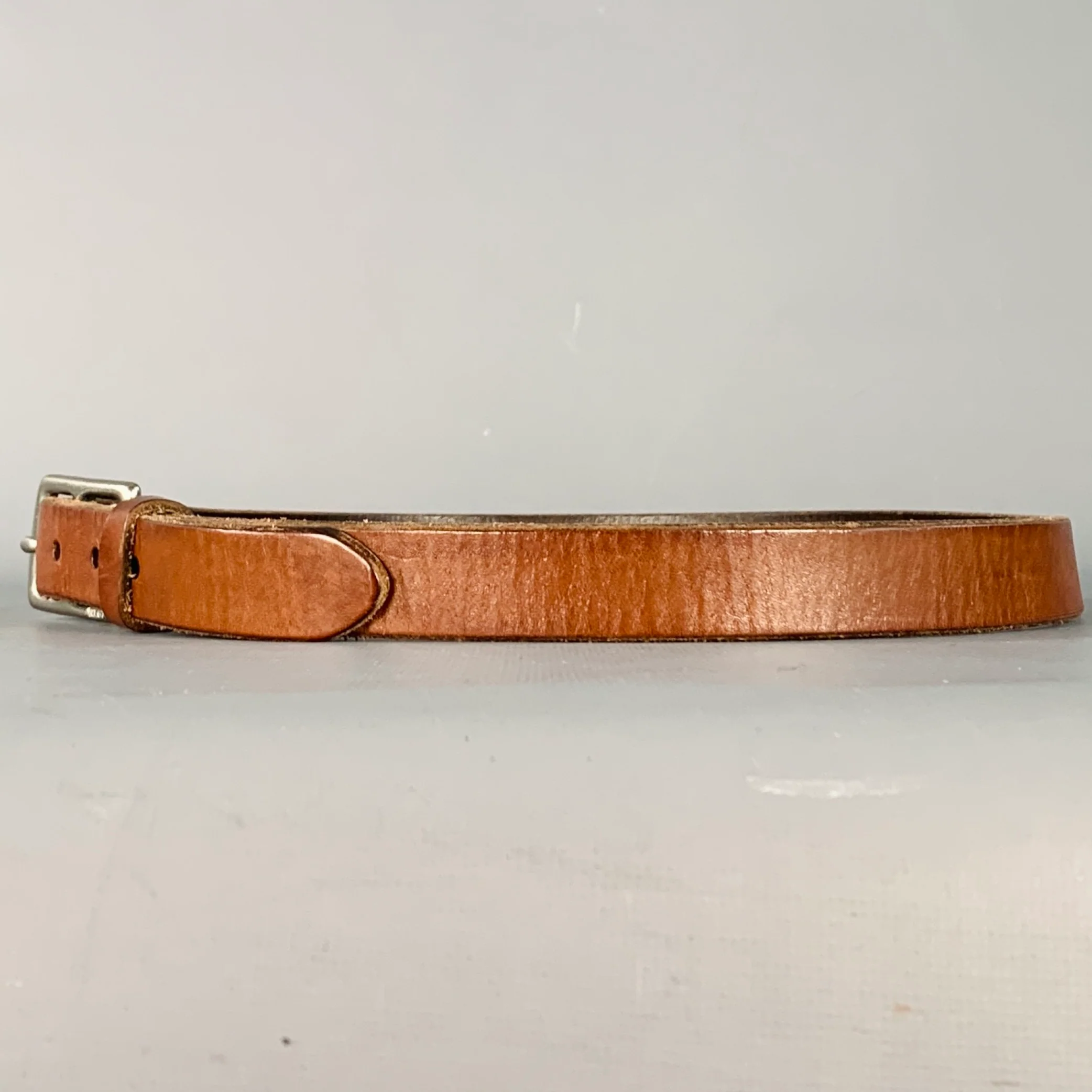 POLO by RALPH LAUREN Size 32 Brown Silver Leather Belt - Image 4