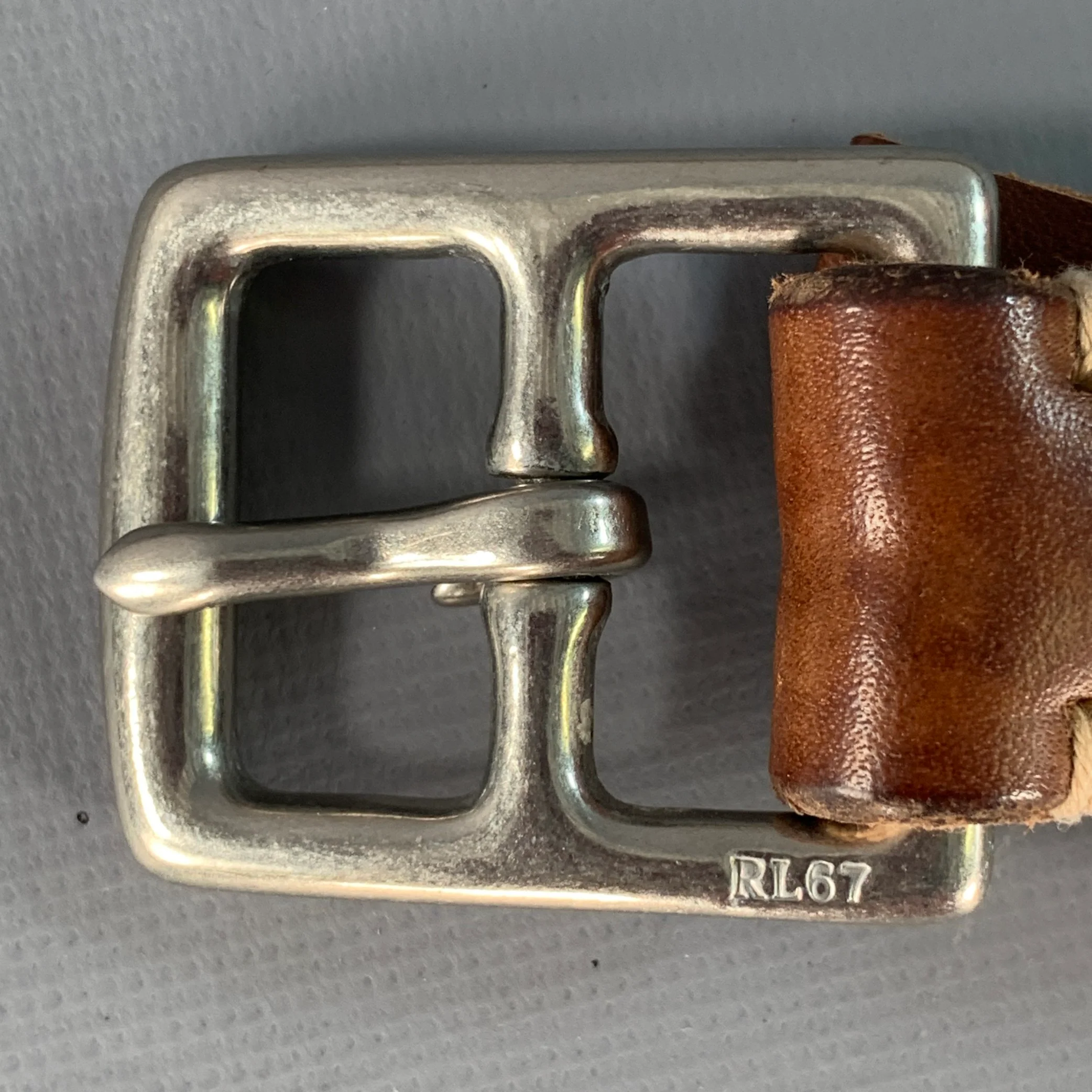 POLO by RALPH LAUREN Size 32 Brown Silver Leather Belt - Image 5