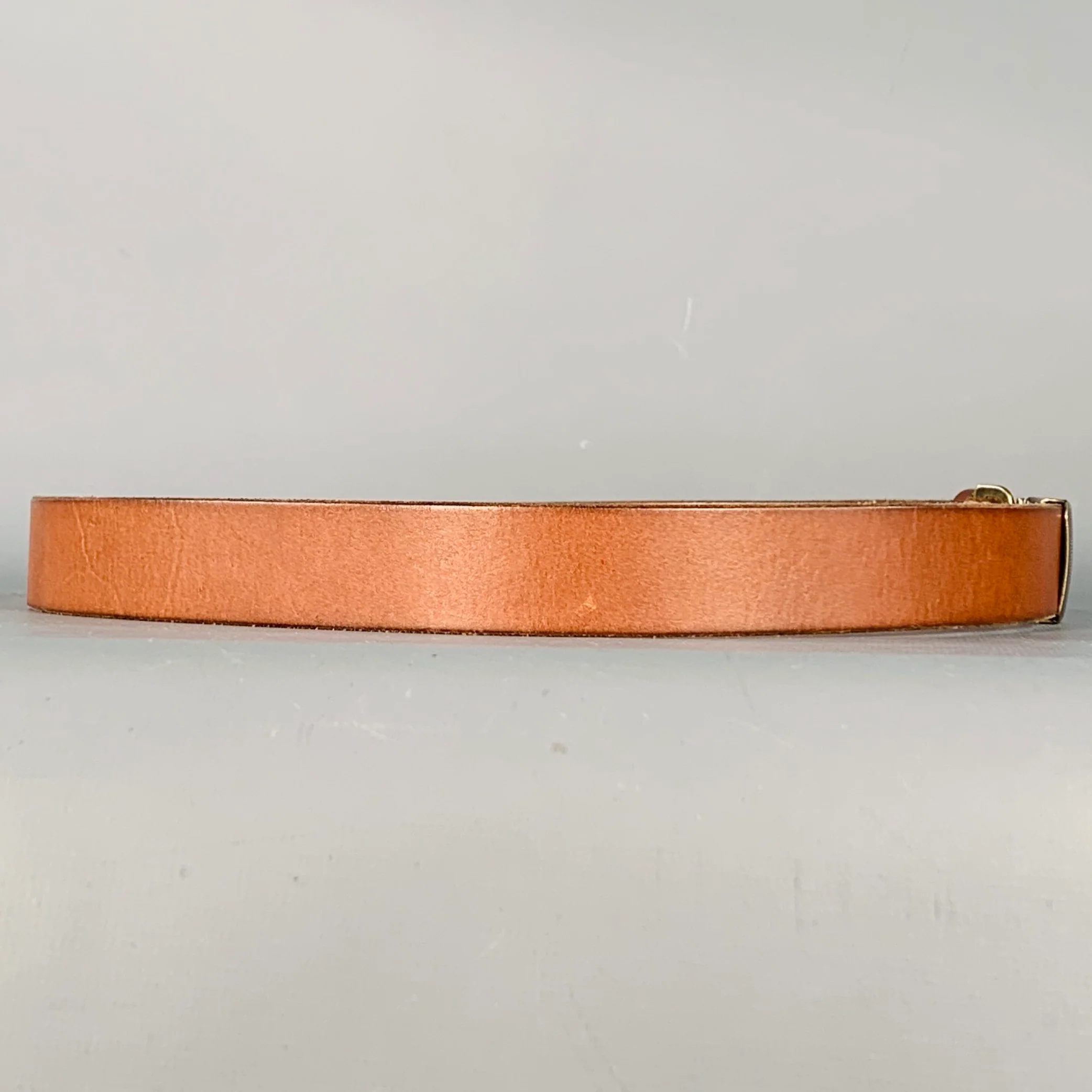 POLO by RALPH LAUREN Size 34 Brown Gold Leather Logo Square Buckle Belt - Image 3