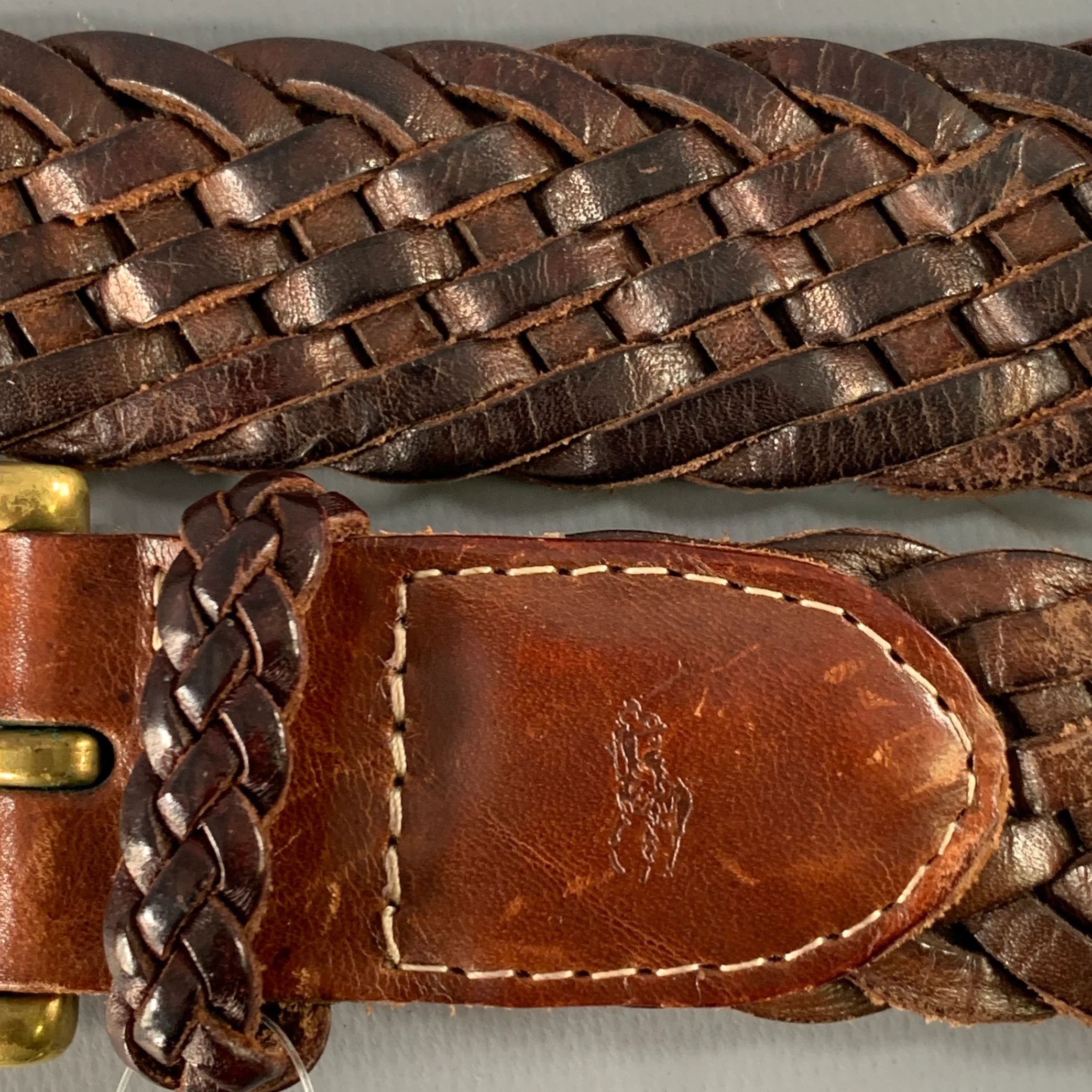 POLO by RALPH LAUREN Size 36 Brown Woven Leather Belt - Image 10