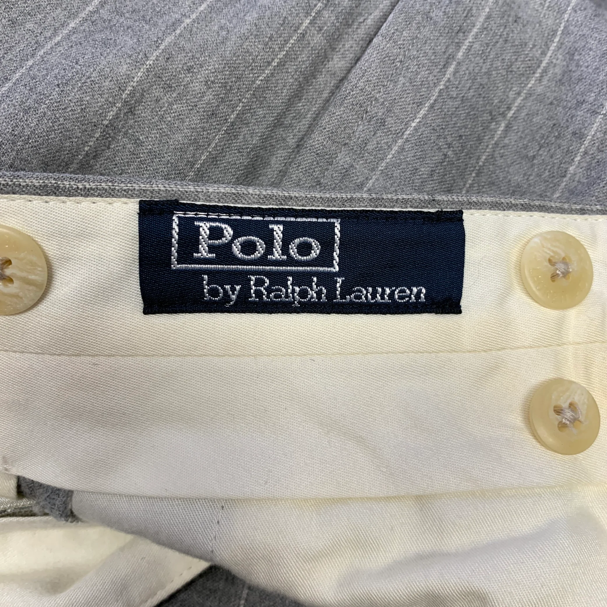 POLO by RALPH LAUREN Size 38 Grey Light Grey Stripe Virgin Wool 29 32 Suit - Image 11